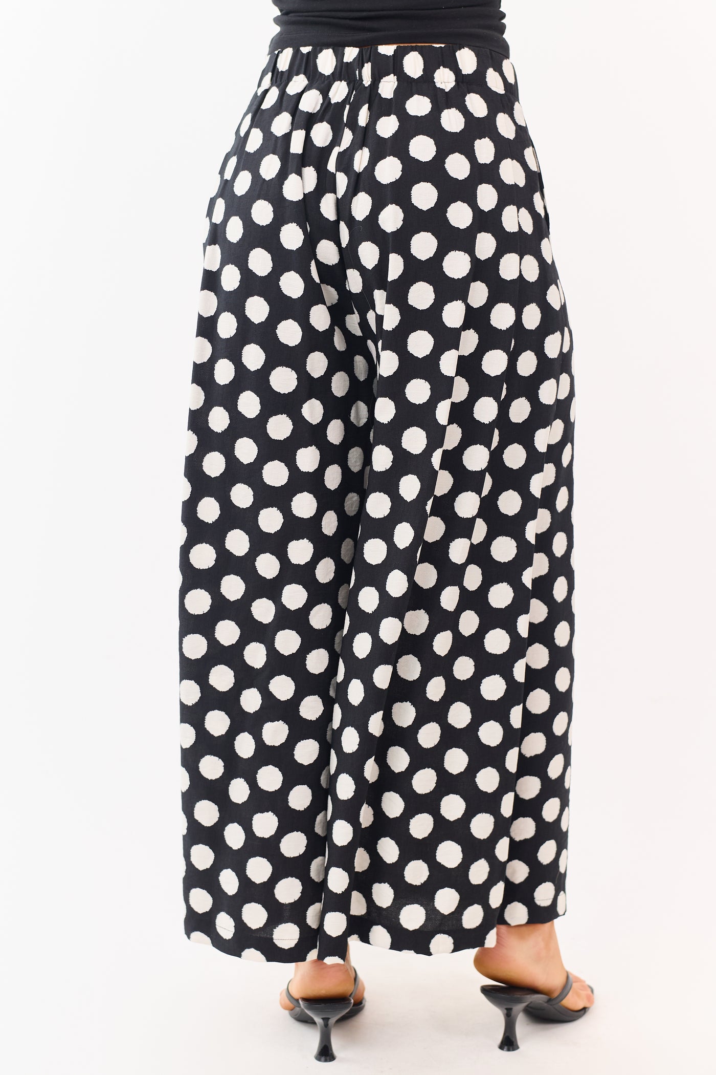 Black and Cream Polka Dot Wide Leg Pants