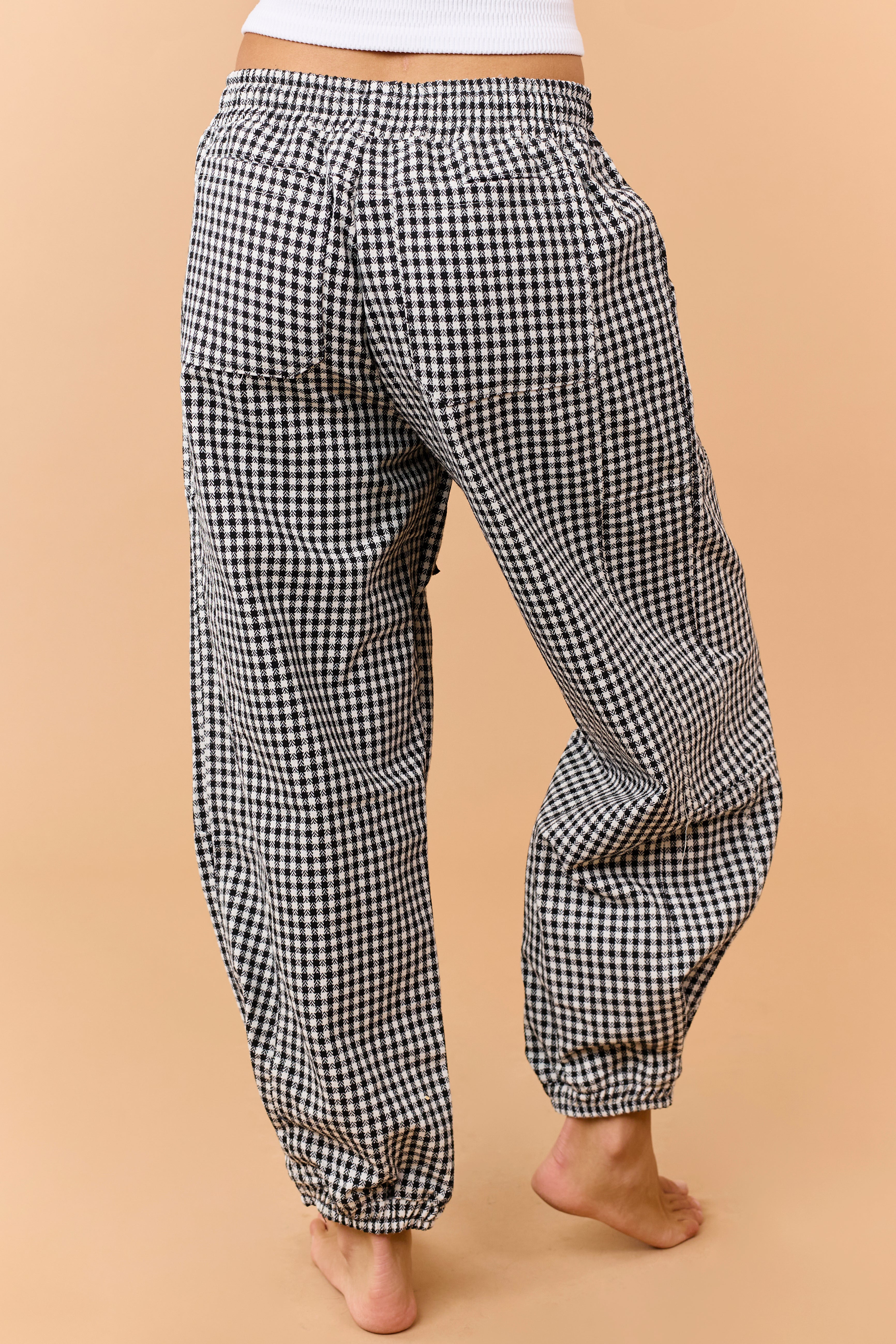 Black and Ivory Shepherd Checkered Jogger Pants