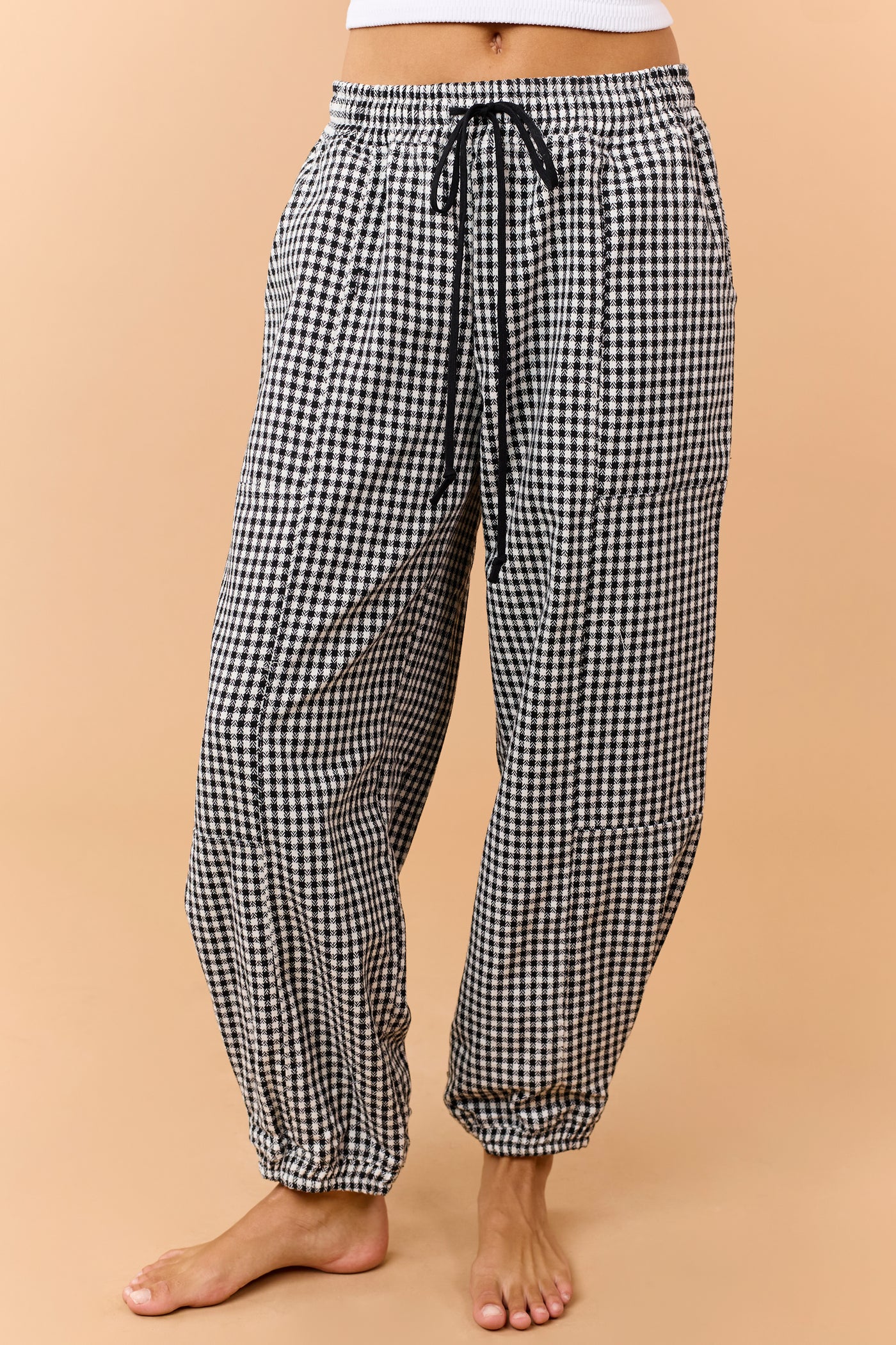 Black and Ivory Shepherd Checkered Jogger Pants