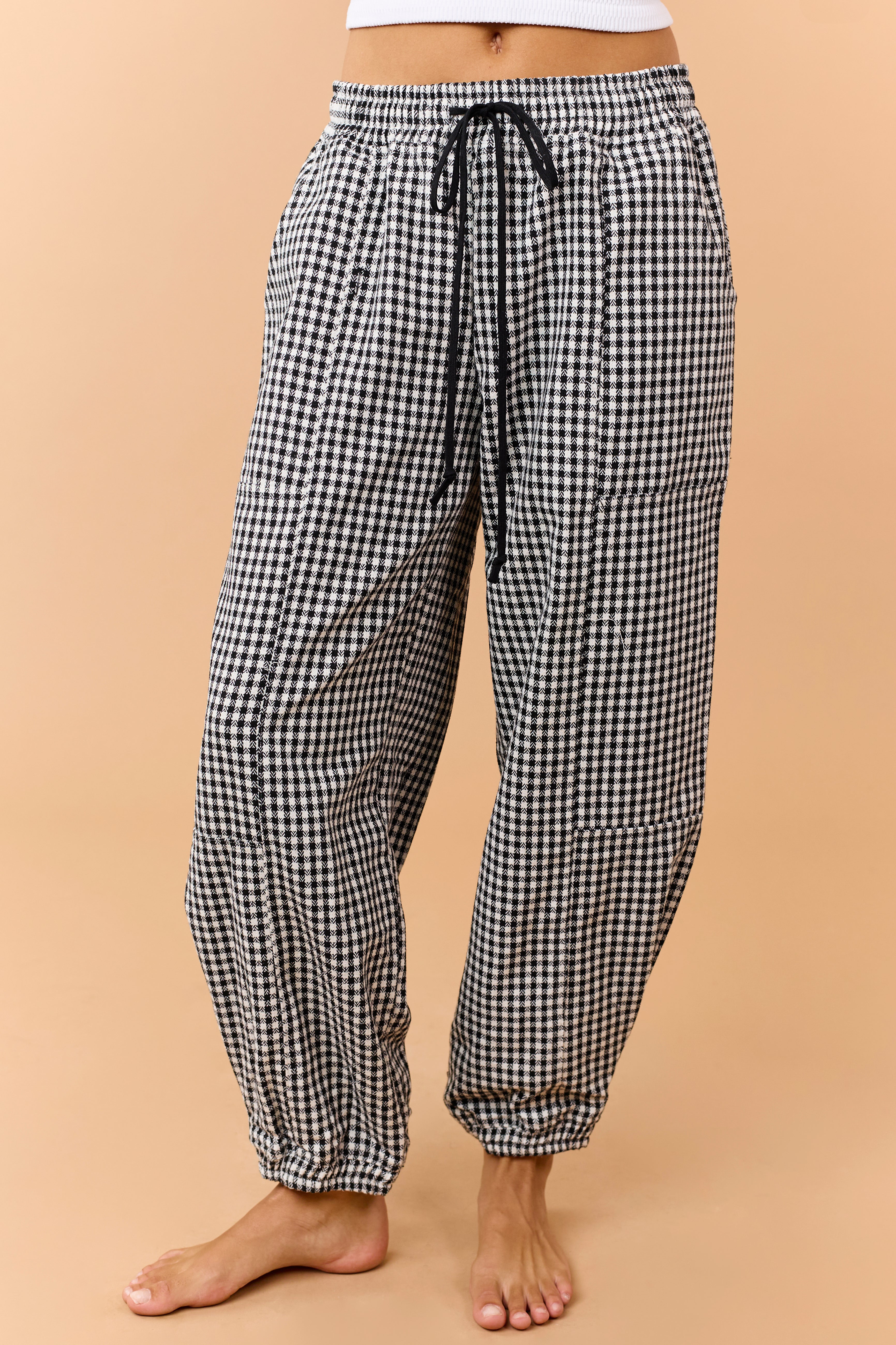 Black and Ivory Shepherd Checkered Jogger Pants