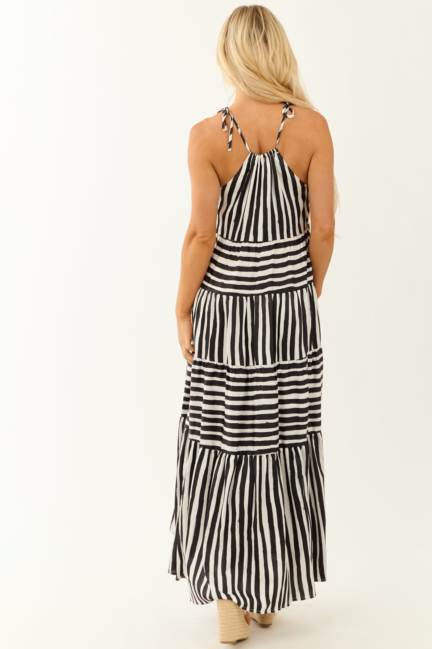 black and grey striped maxi dress Stripped Black And White Maxi Dress