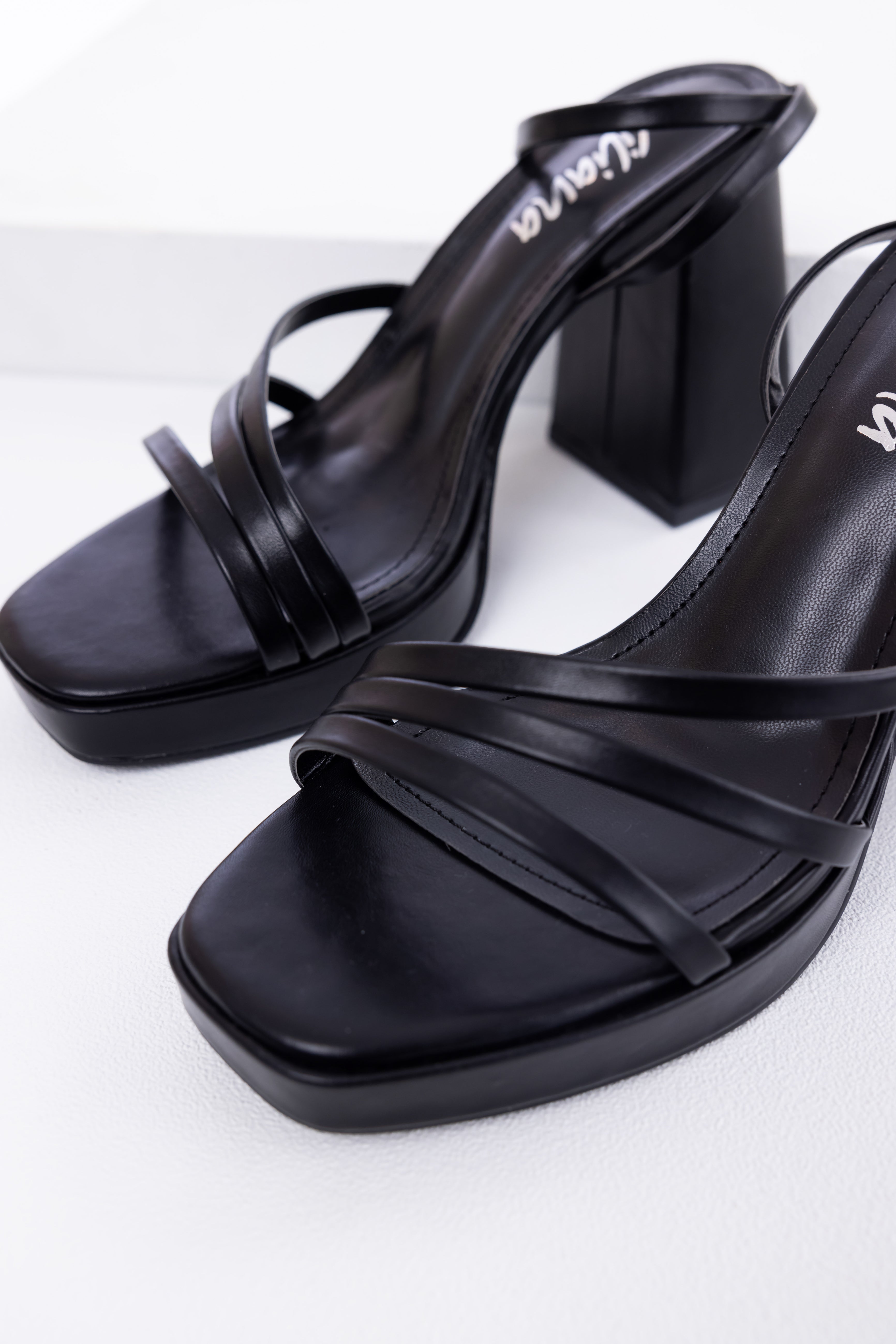 black dress sandals Black Block Heel Strappy Dress Sandals