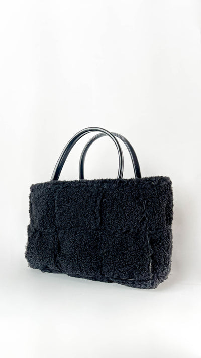 Black Faux Fur Rectangular Handbag