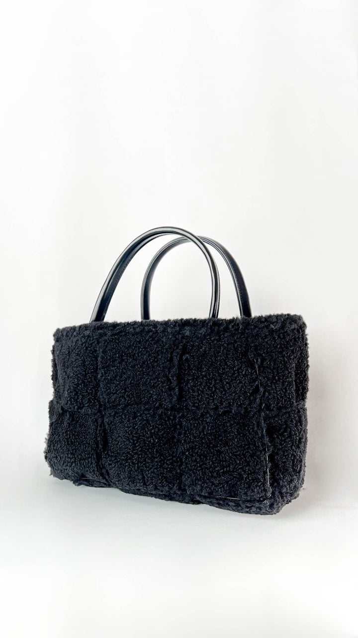 Black Faux Fur Rectangular Handbag