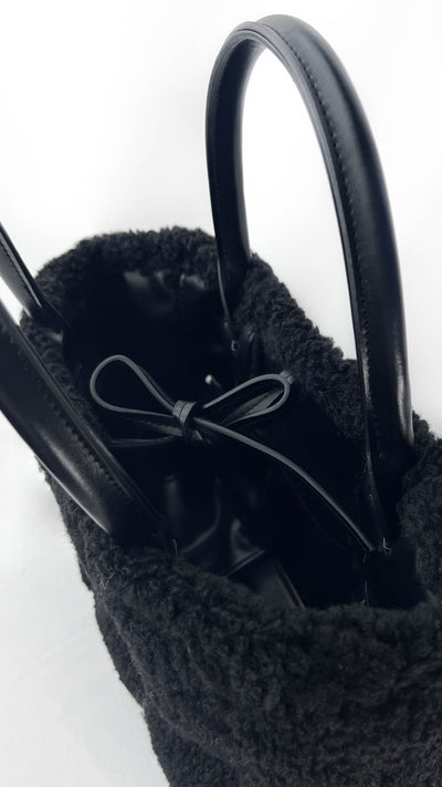 Black Faux Fur Rectangular Handbag