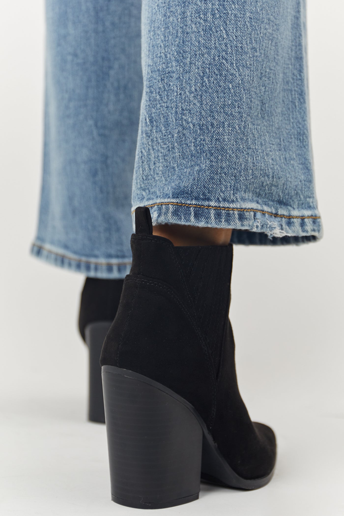 Black Faux Suede Side Panel Pointed Toe Booties
