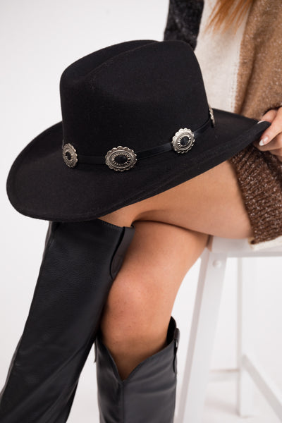 Black Felt Western Strap Cowboy Hat
