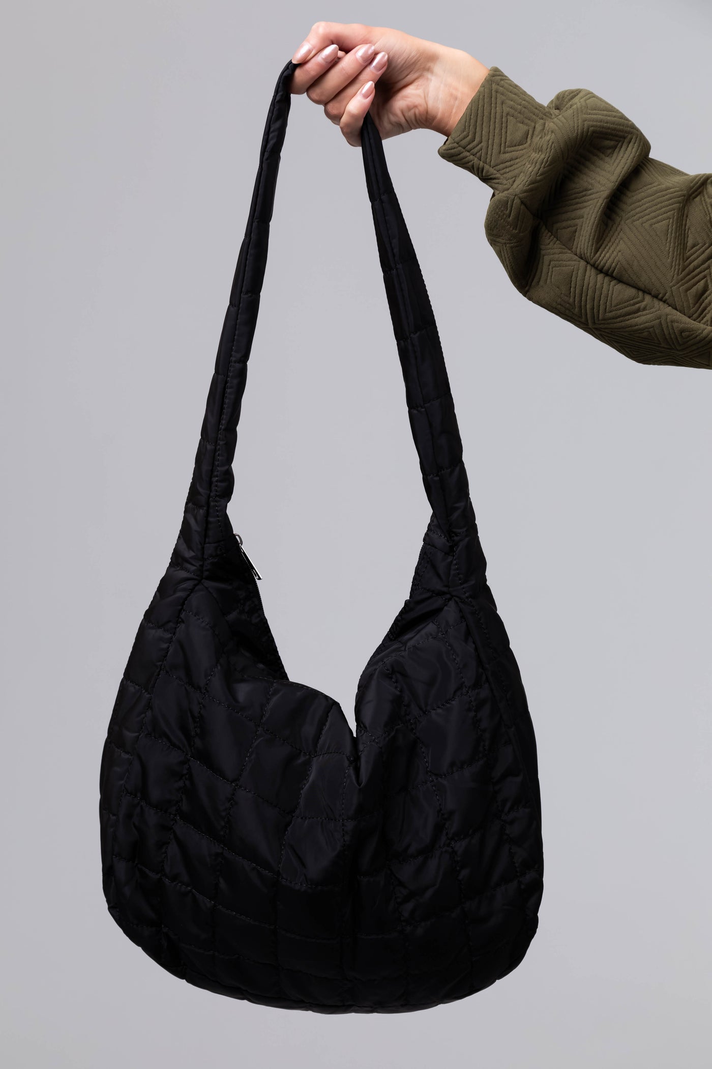 Black French Quilt Large Handbag