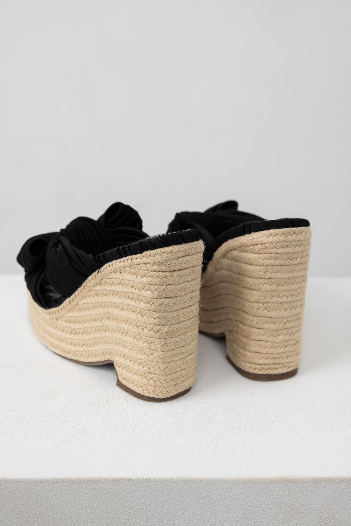 Black Front Bow Espadrille Platform Wedges | Lime Lush Boutique