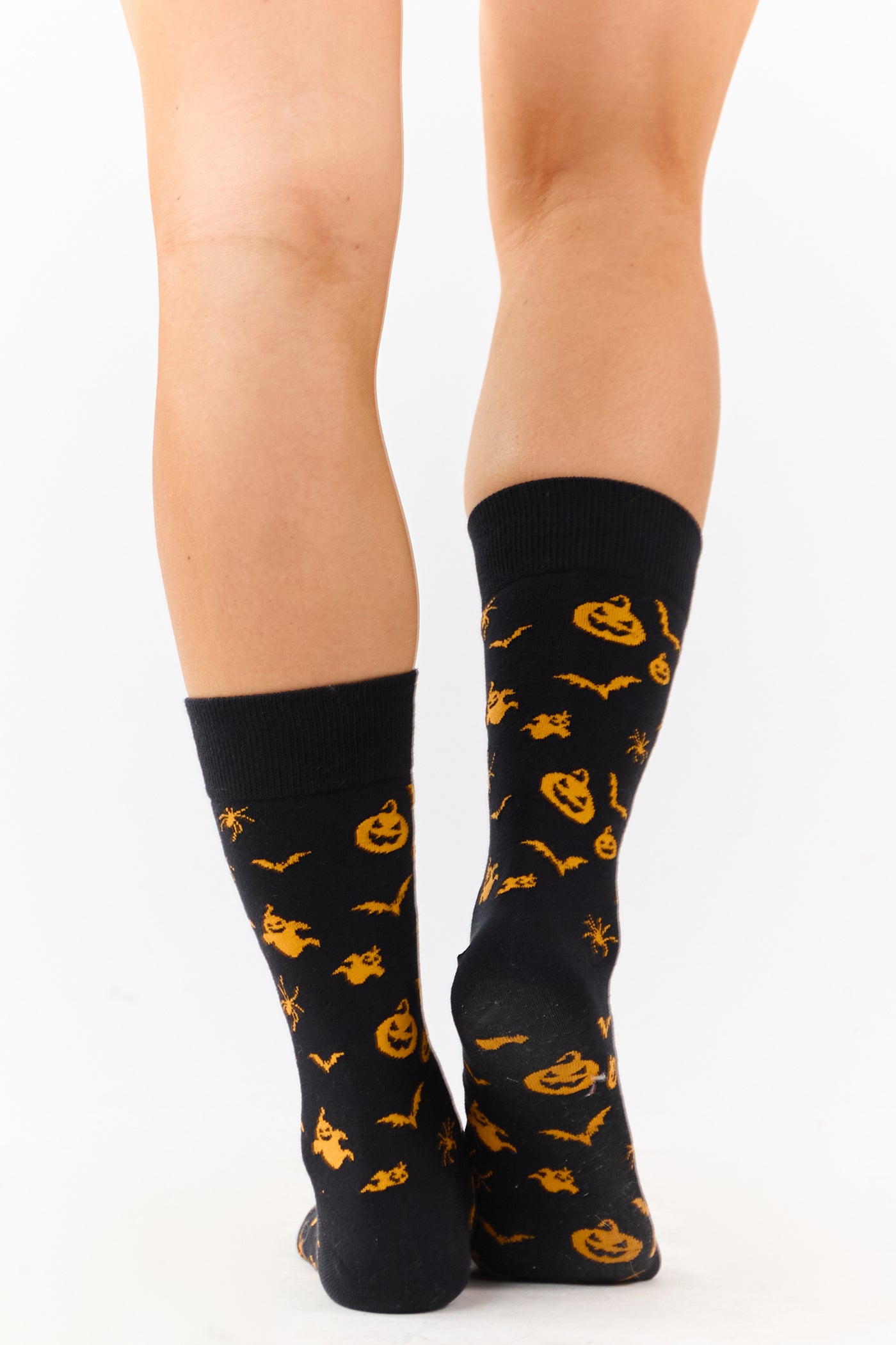 Black Halloween Print Crew Socks