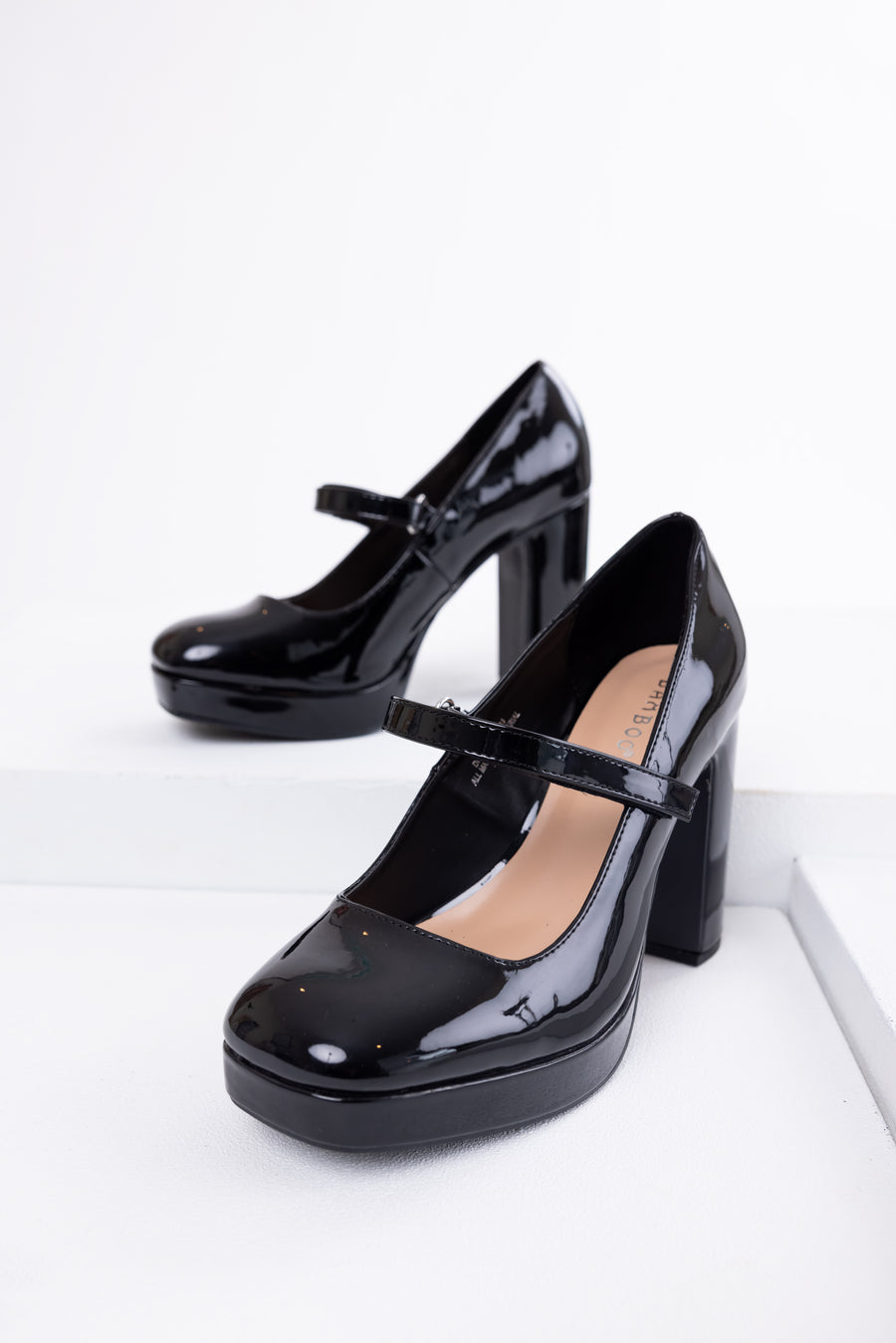 Black Mary Jane Chunky Heels