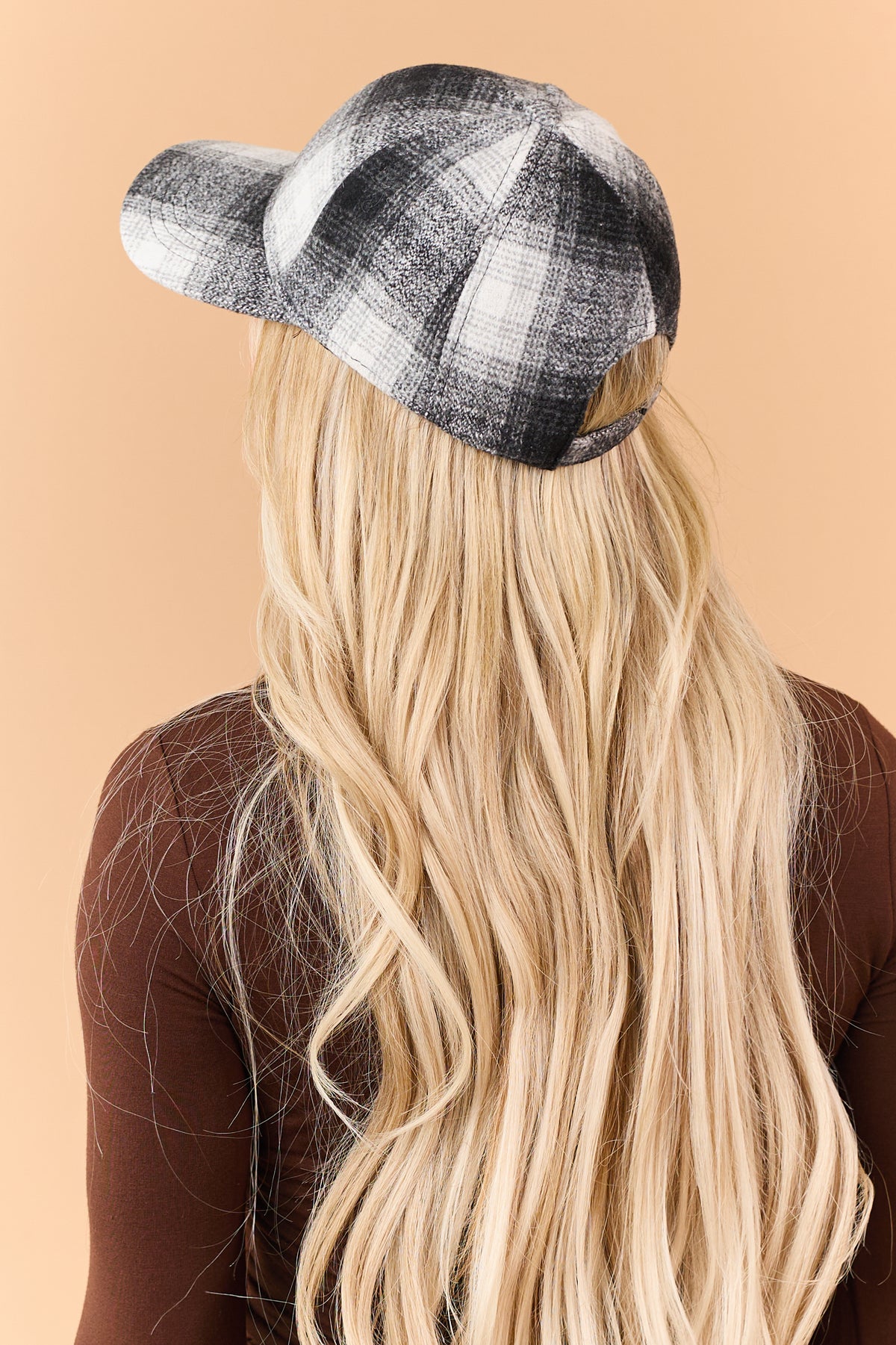 Black Plaid Curved Brim Baseball Cap