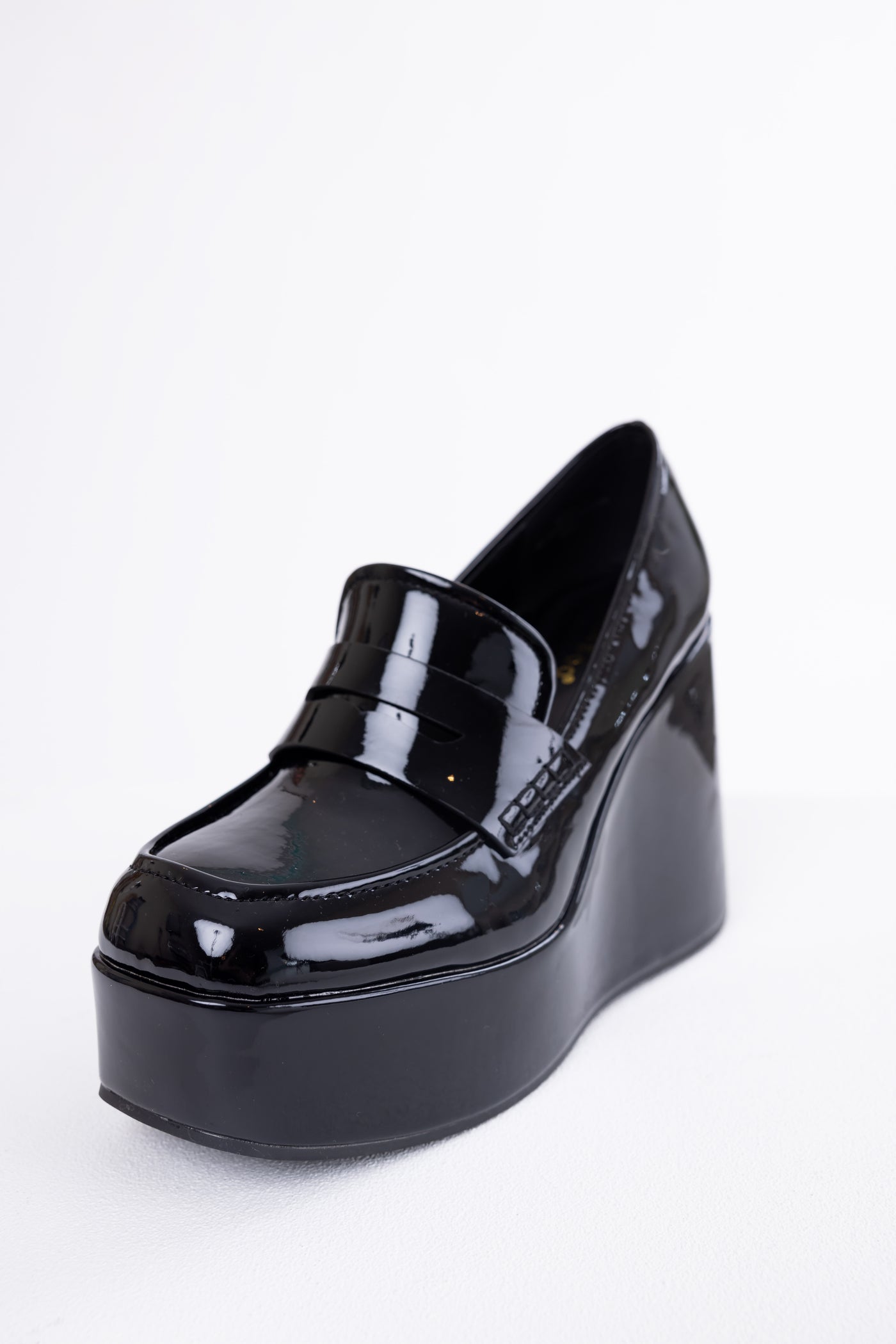 Black Platform Wedge Penny Loafers