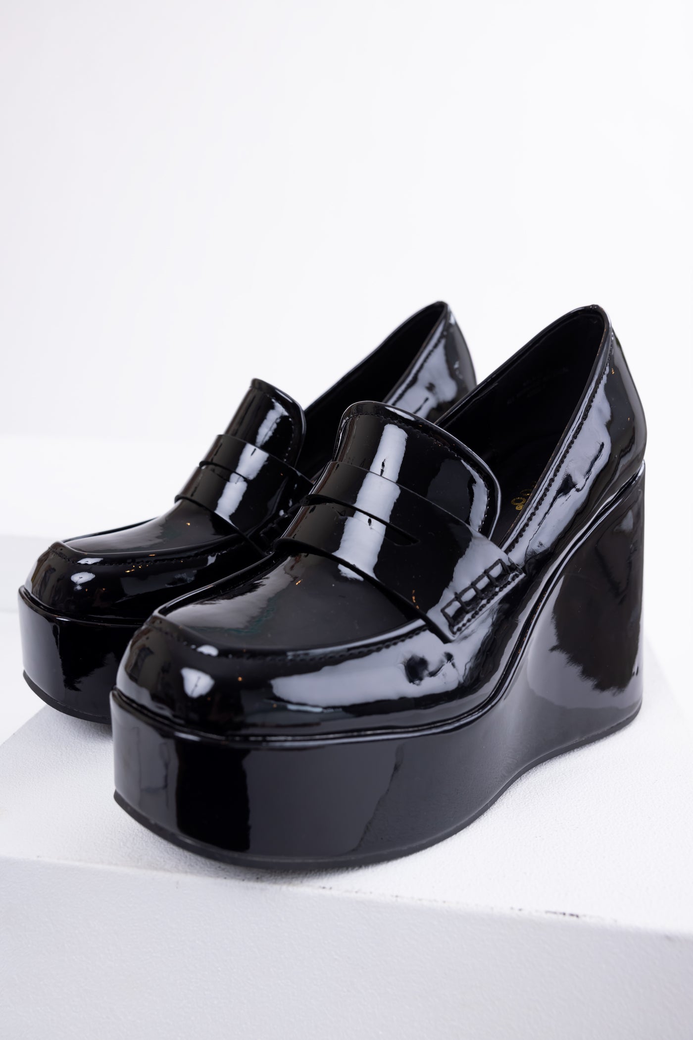 Black Platform Wedge Penny Loafers | Lime Lush Boutique