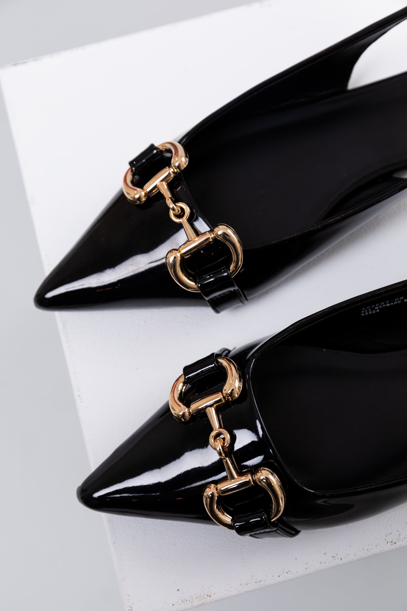 Black Pleather Pointed Toe Sling Back Flats