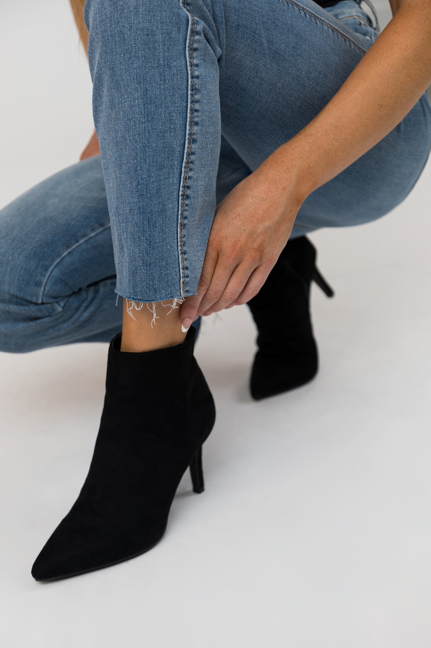 Black Pleather Pointed Toe Stiletto Booties | Lime Lush Boutique