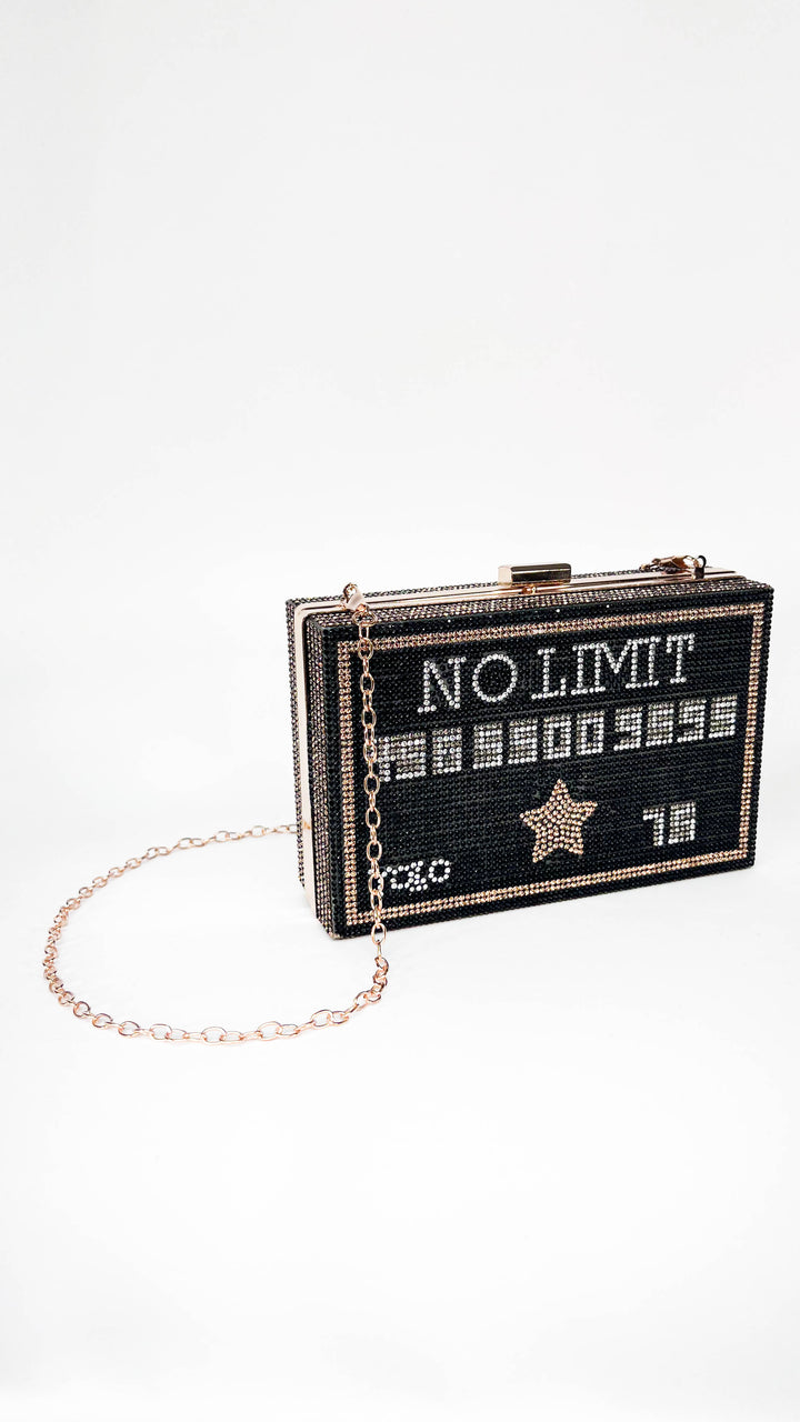Black Rhinestone 'No Limit' Credit Card Clutch