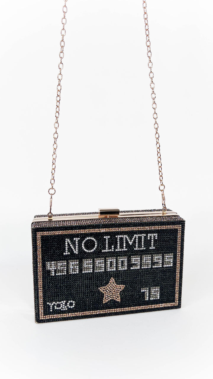 Black Rhinestone 'No Limit' Credit Card Clutch