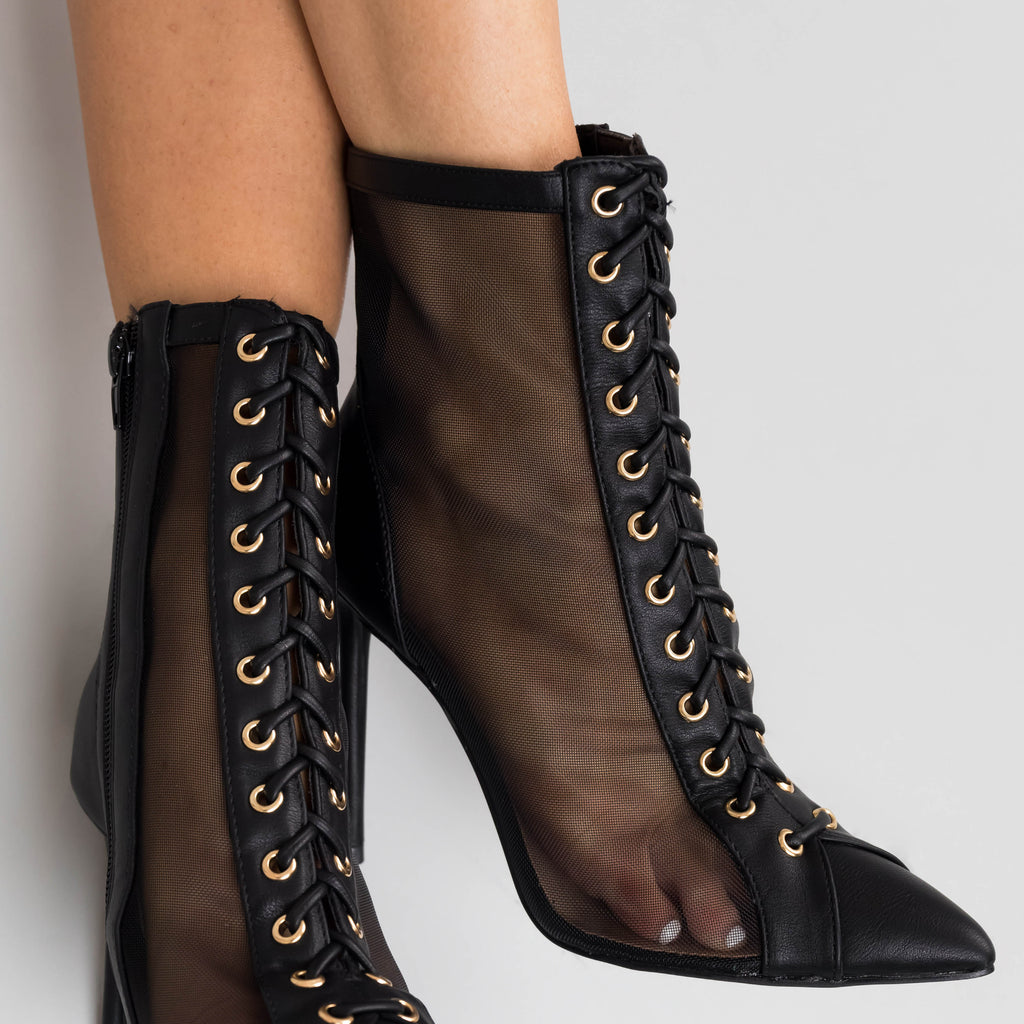 mesh booties black