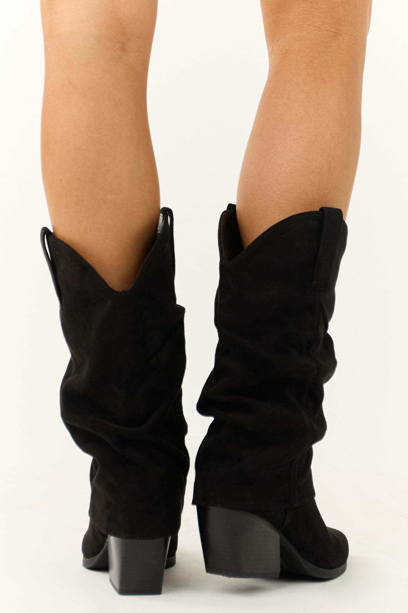 Black Slouchy Mid Calf Pointed Toe Boots Black Slouchy Mid Calf Pointed Toe Boots