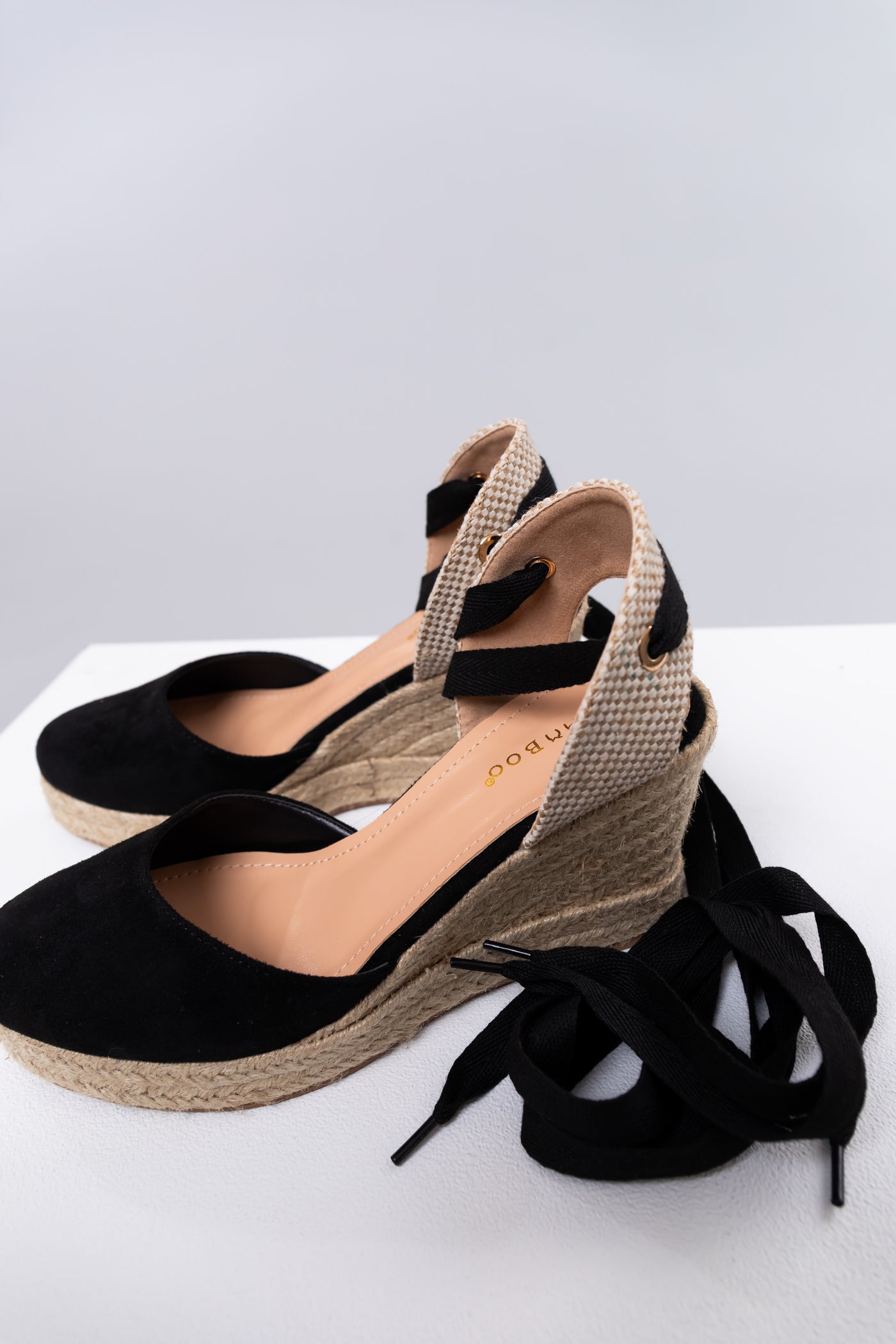 Black Suede Closed Toe Espadrille Wedges Lime Lush