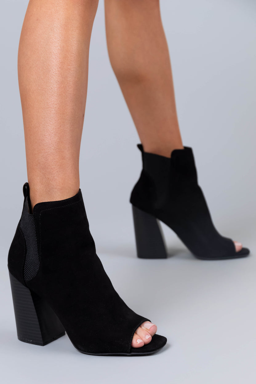 black suede booties no heel