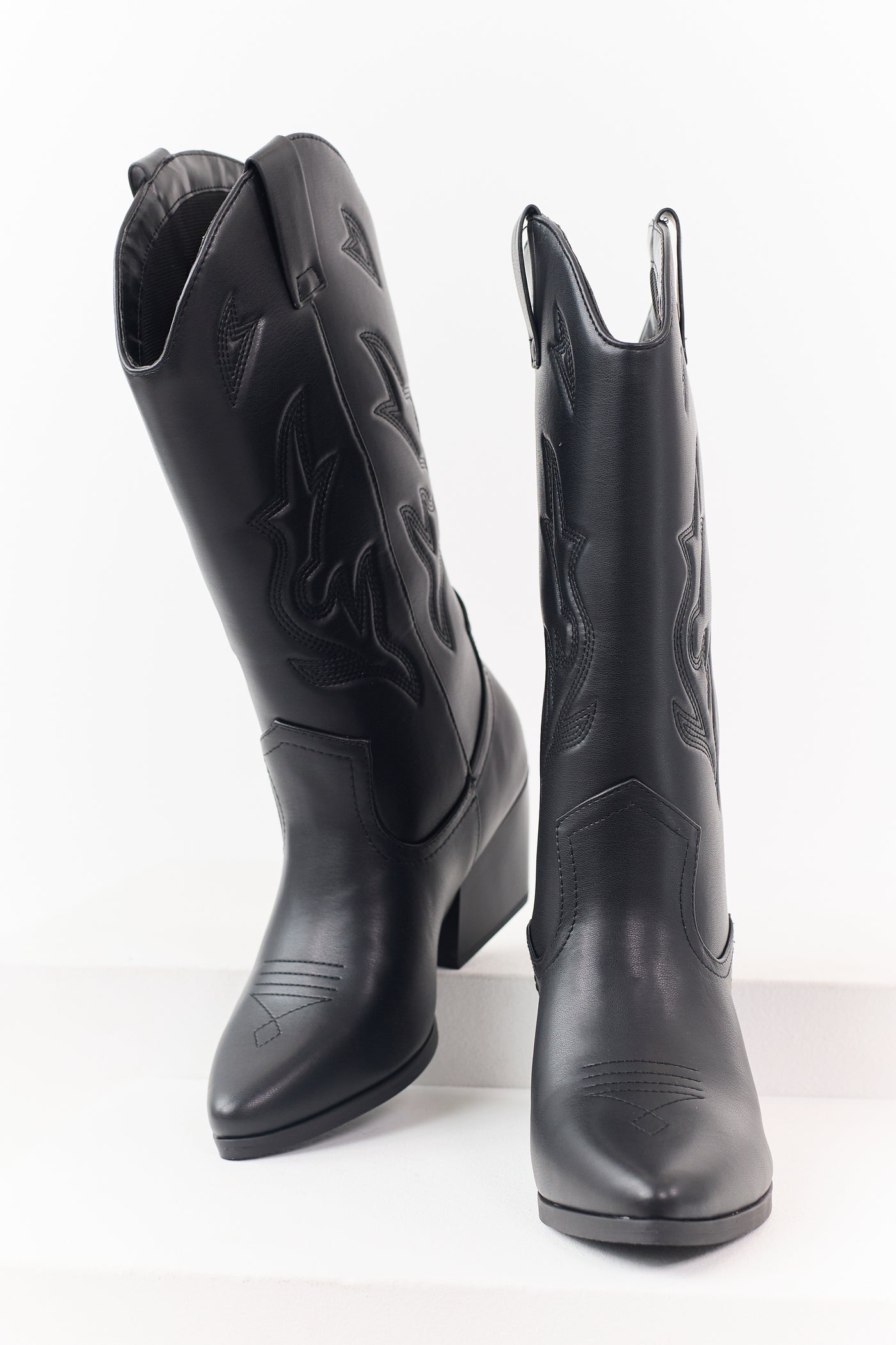 Black Western Embroidered Cowboy Boots