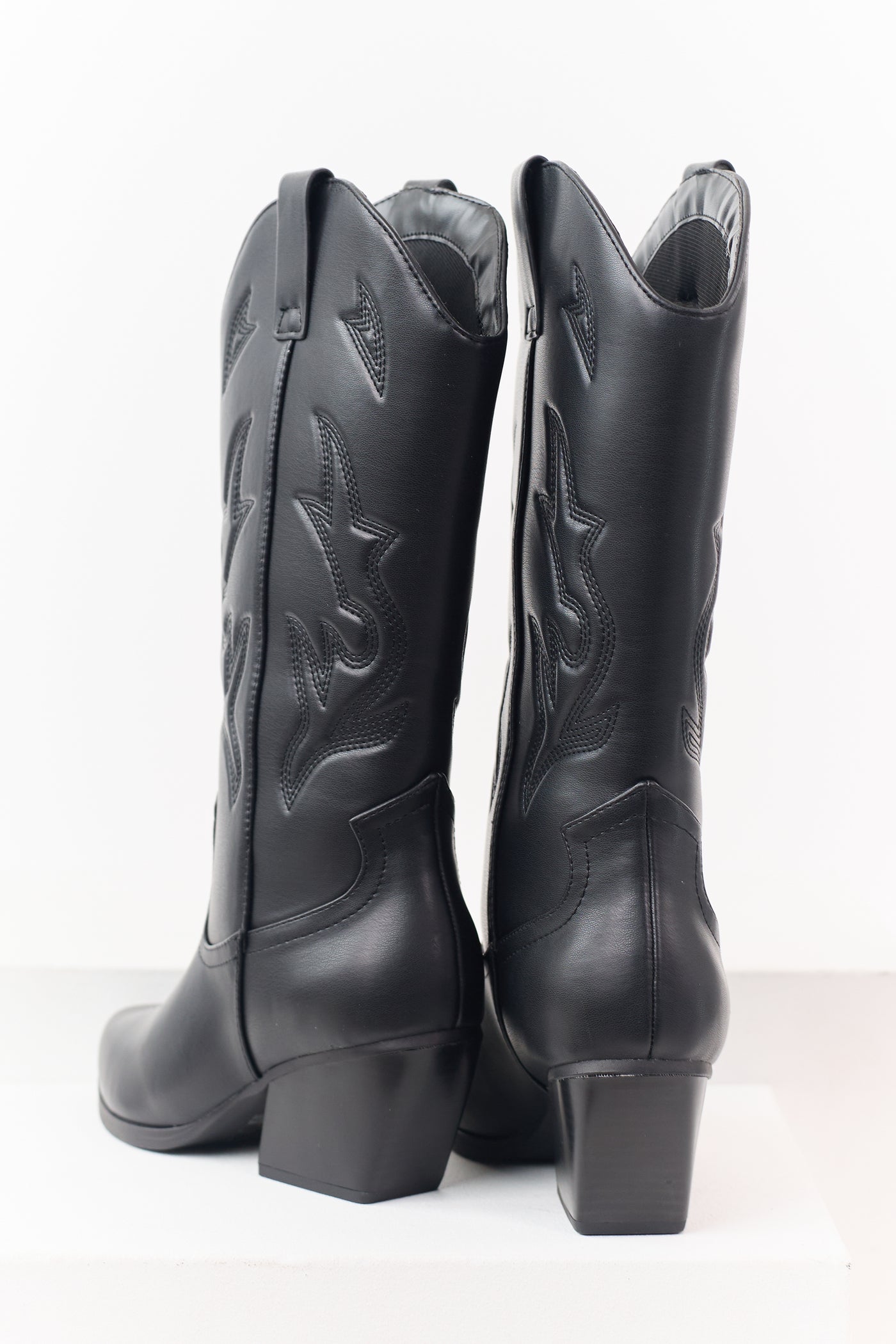 Black Western Embroidered Cowboy Boots