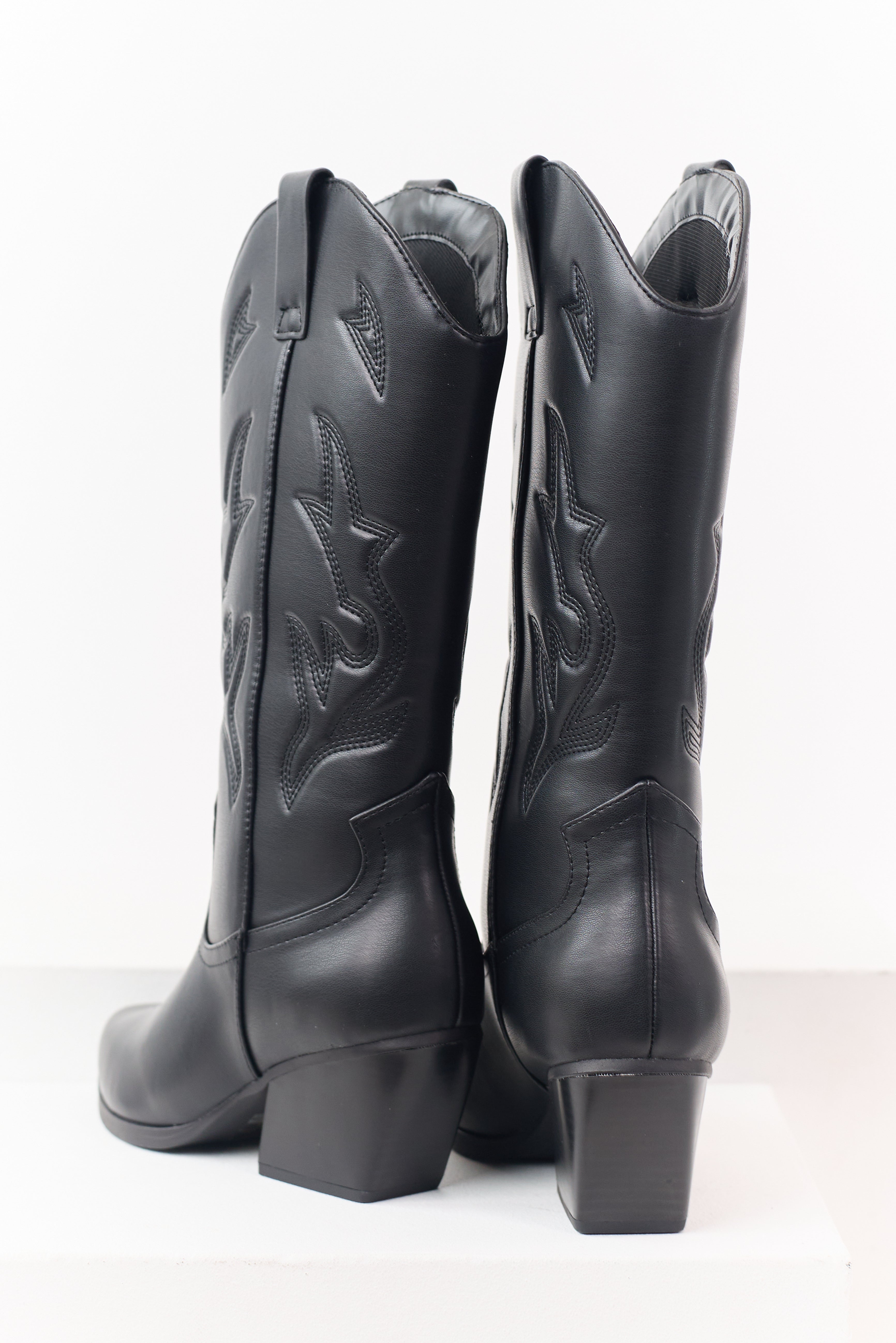 Black Western Embroidered Cowboy Boots