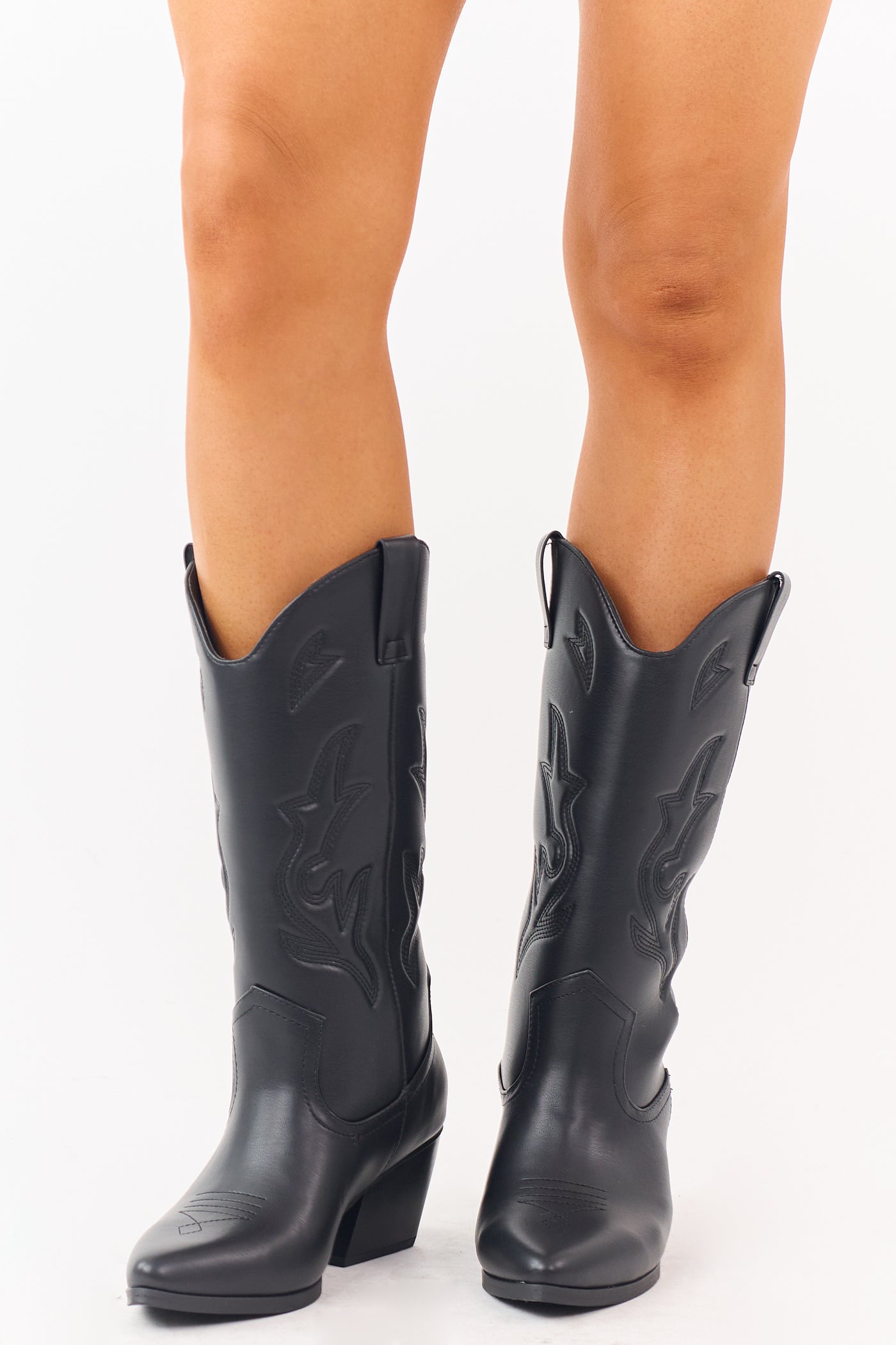 Black Western Embroidered Cowboy Boots