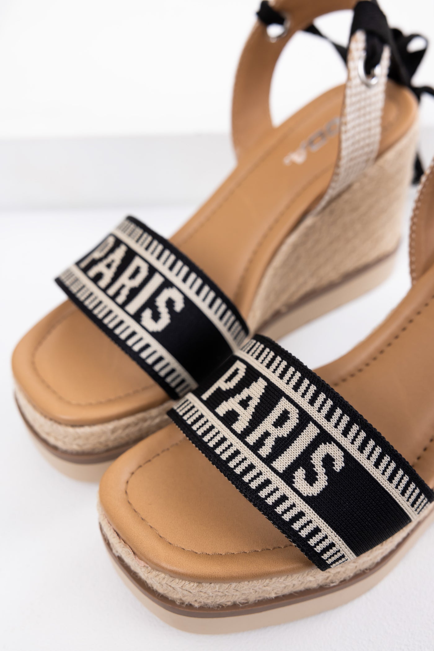 Black 'Paris' Espadrille Platform Wedges