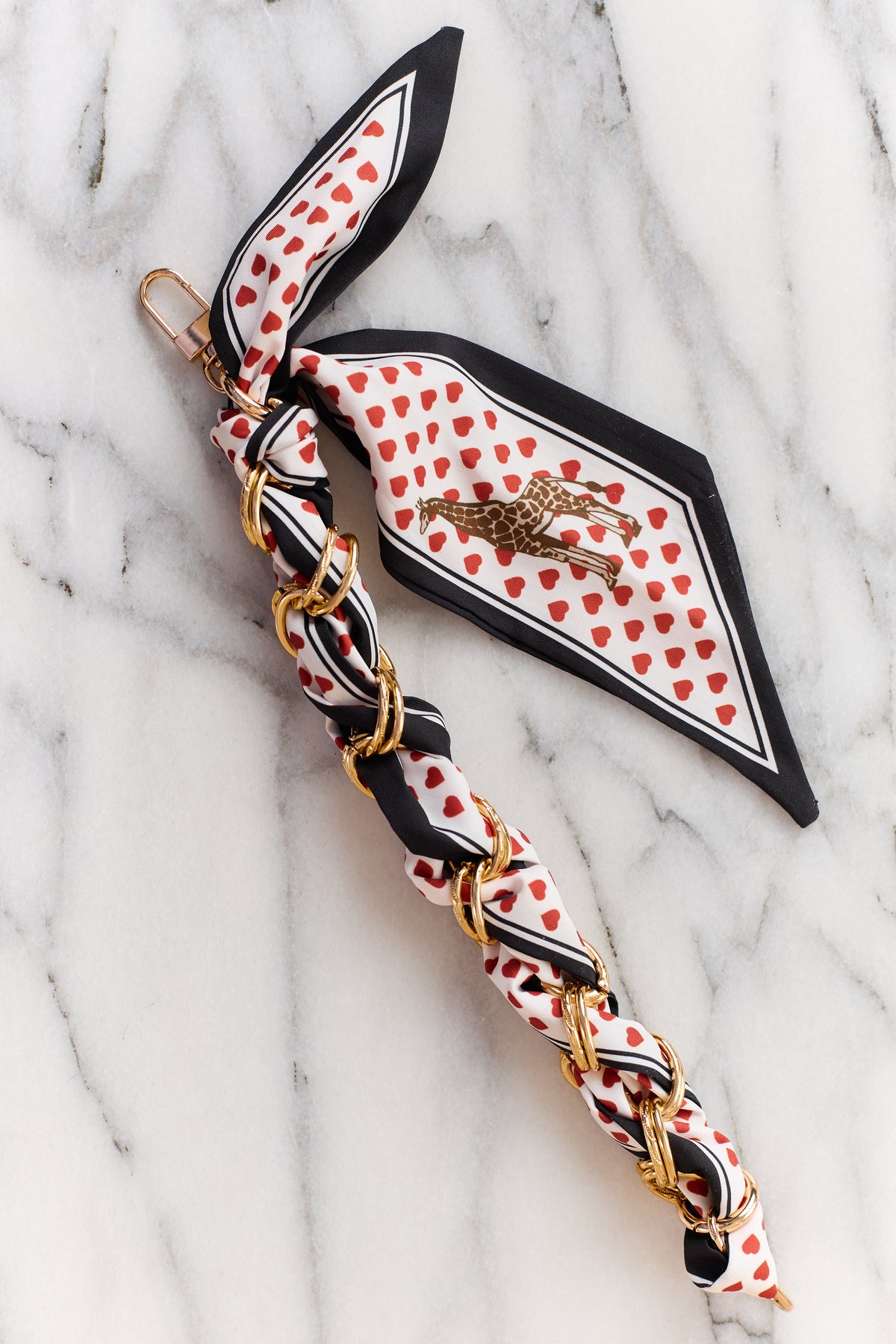 Black and Red Heart Scarf Chain Bag Charm