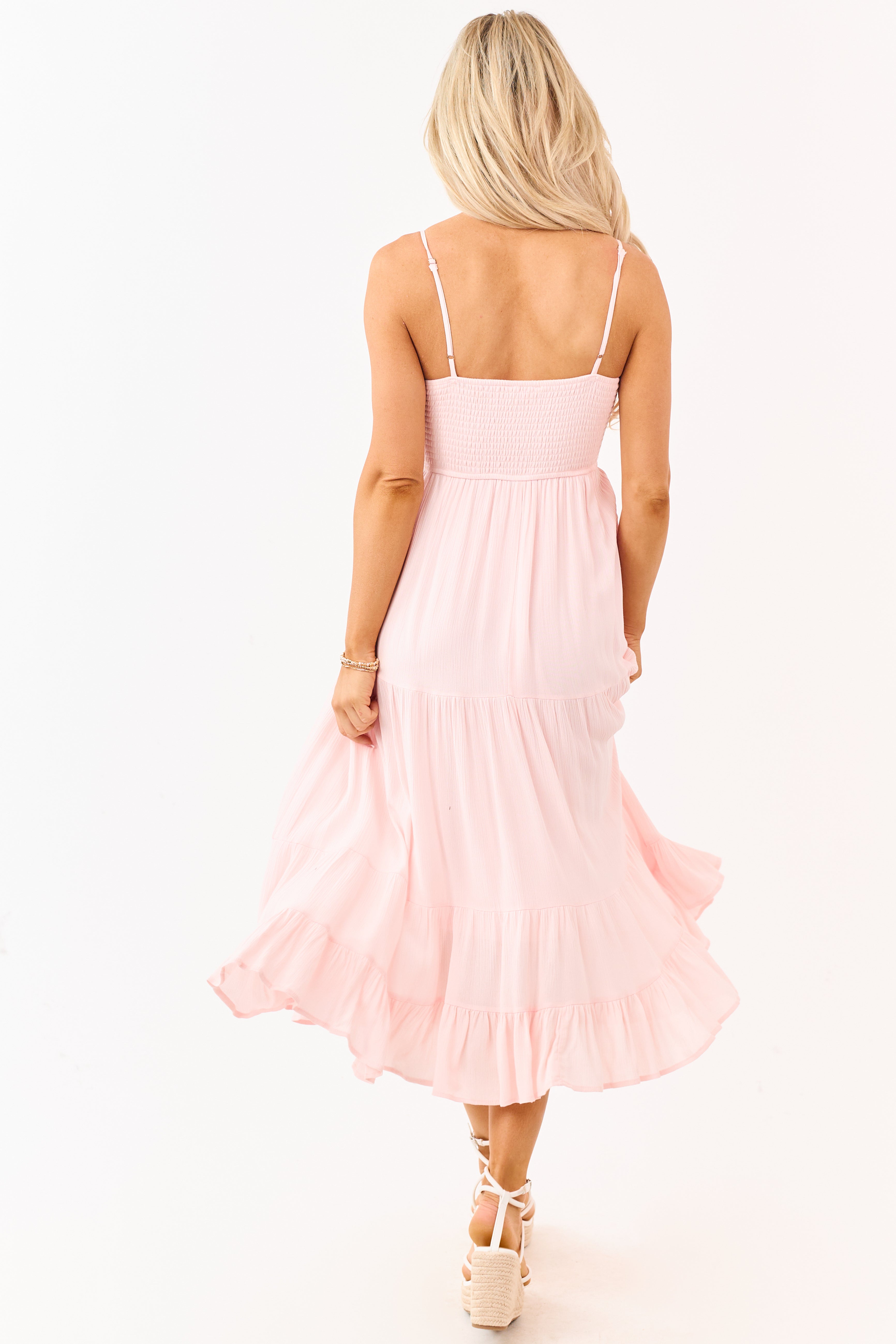Blush Crochet Sleeveless Deep V-Neck Maxi Dress