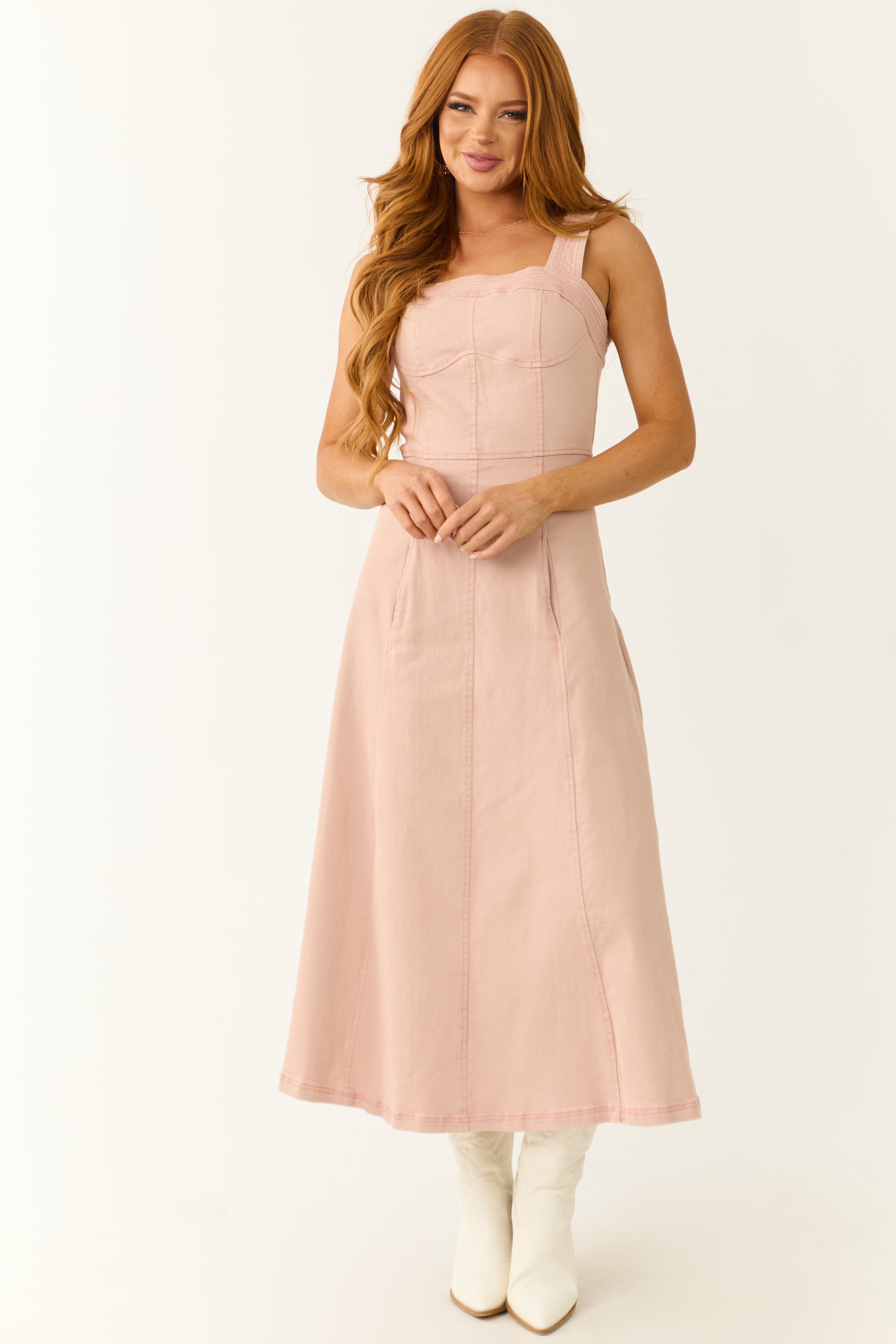 handcrafted blush midi dress Make Me Blush Midi Dress - Blush Pink, Small | Hazel and Olive