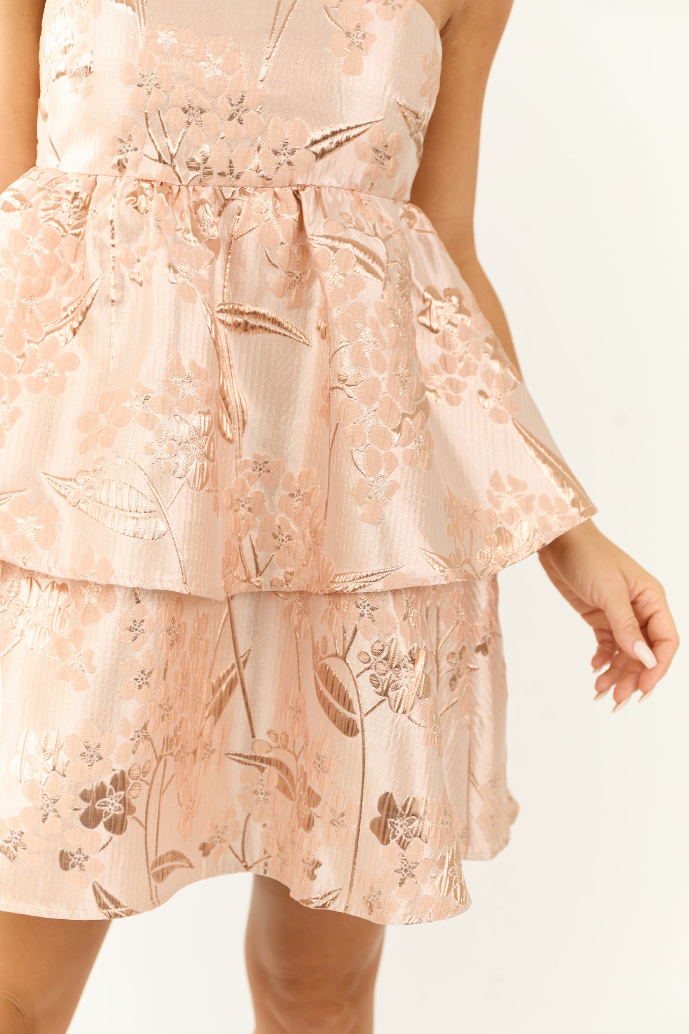 Blush Floral Jacquard Strapless Mini Dress | Lime Lush Boutique Blush Floral Jacquard Strapless Mini Dress | Lime Lush Boutique