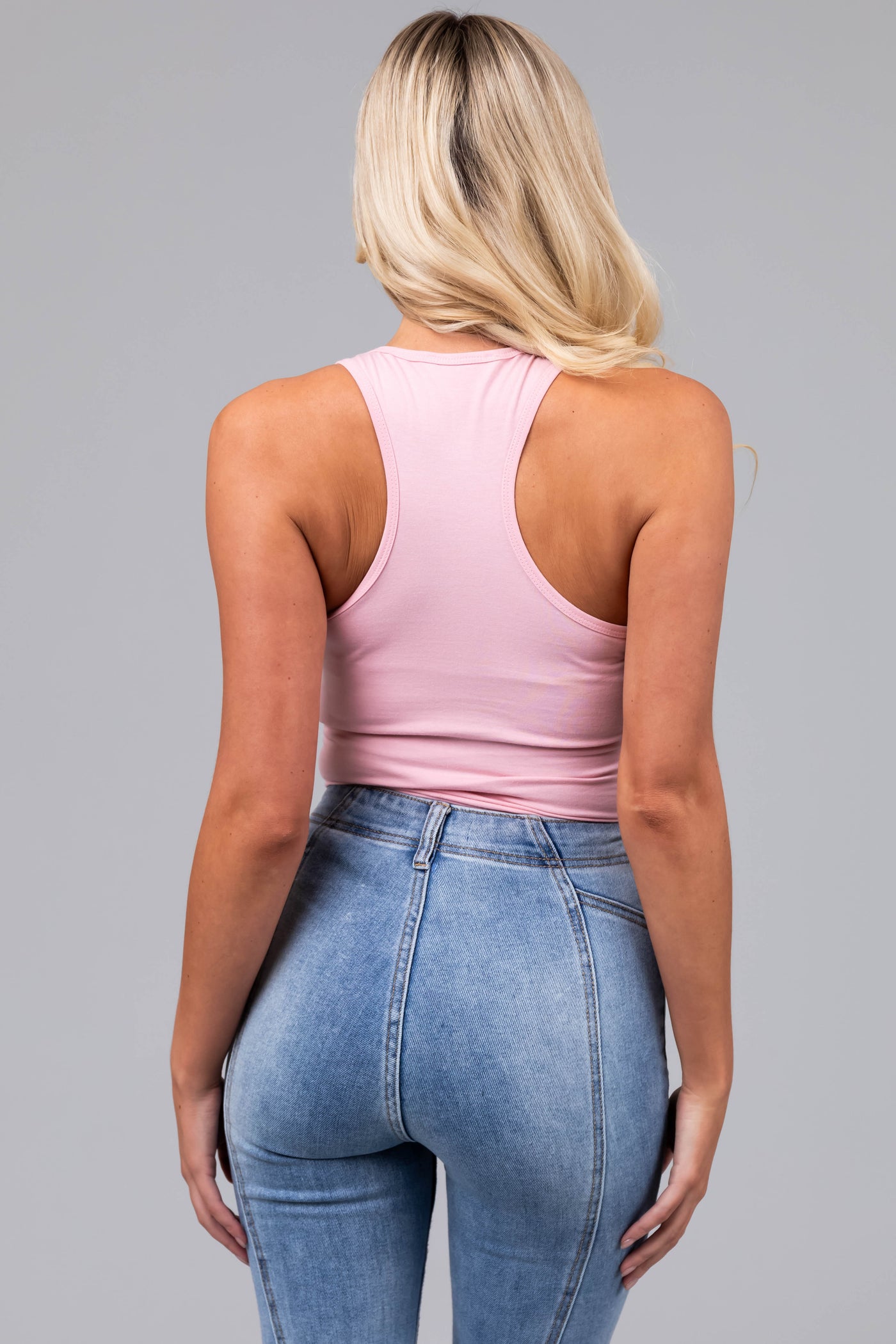 Blush Racerback Solid Cotton Bodysuit