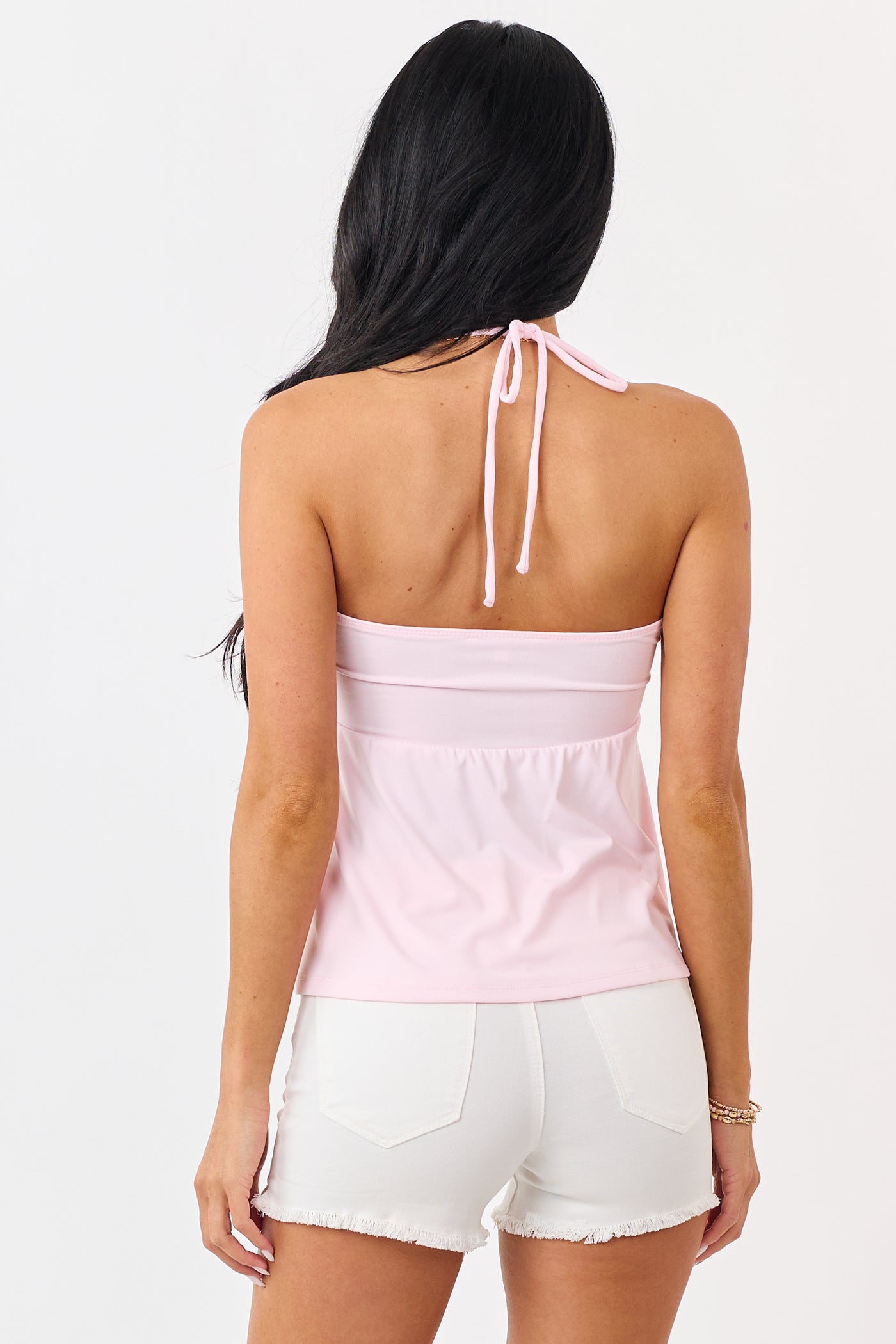 Blush Ruched Bust Babydoll Halter Top