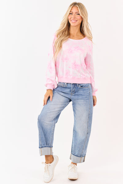 Blush Woodland Print One Shoulder Long Sleeve Top