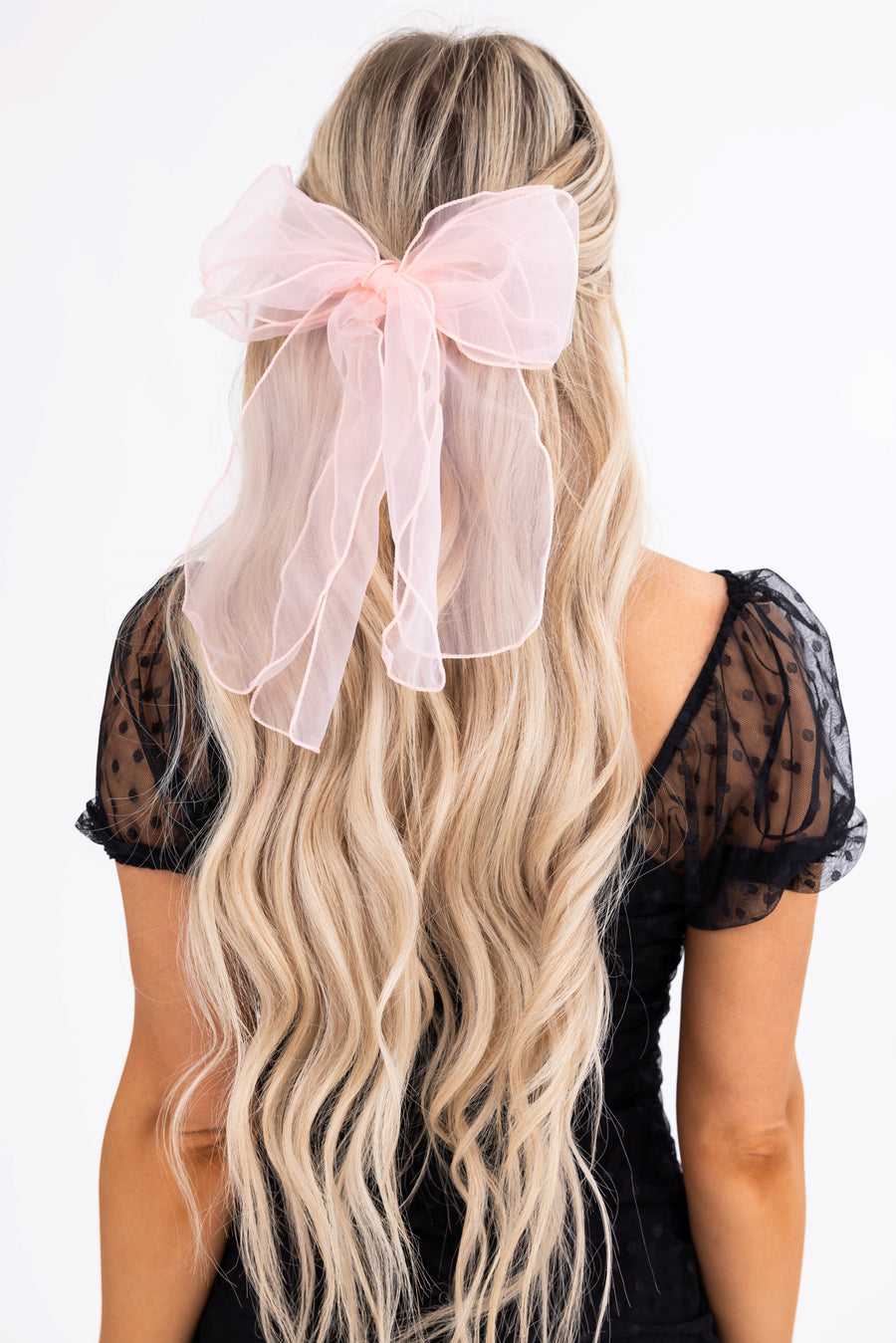 Blush Sheer Ribbon Bow Hairclip