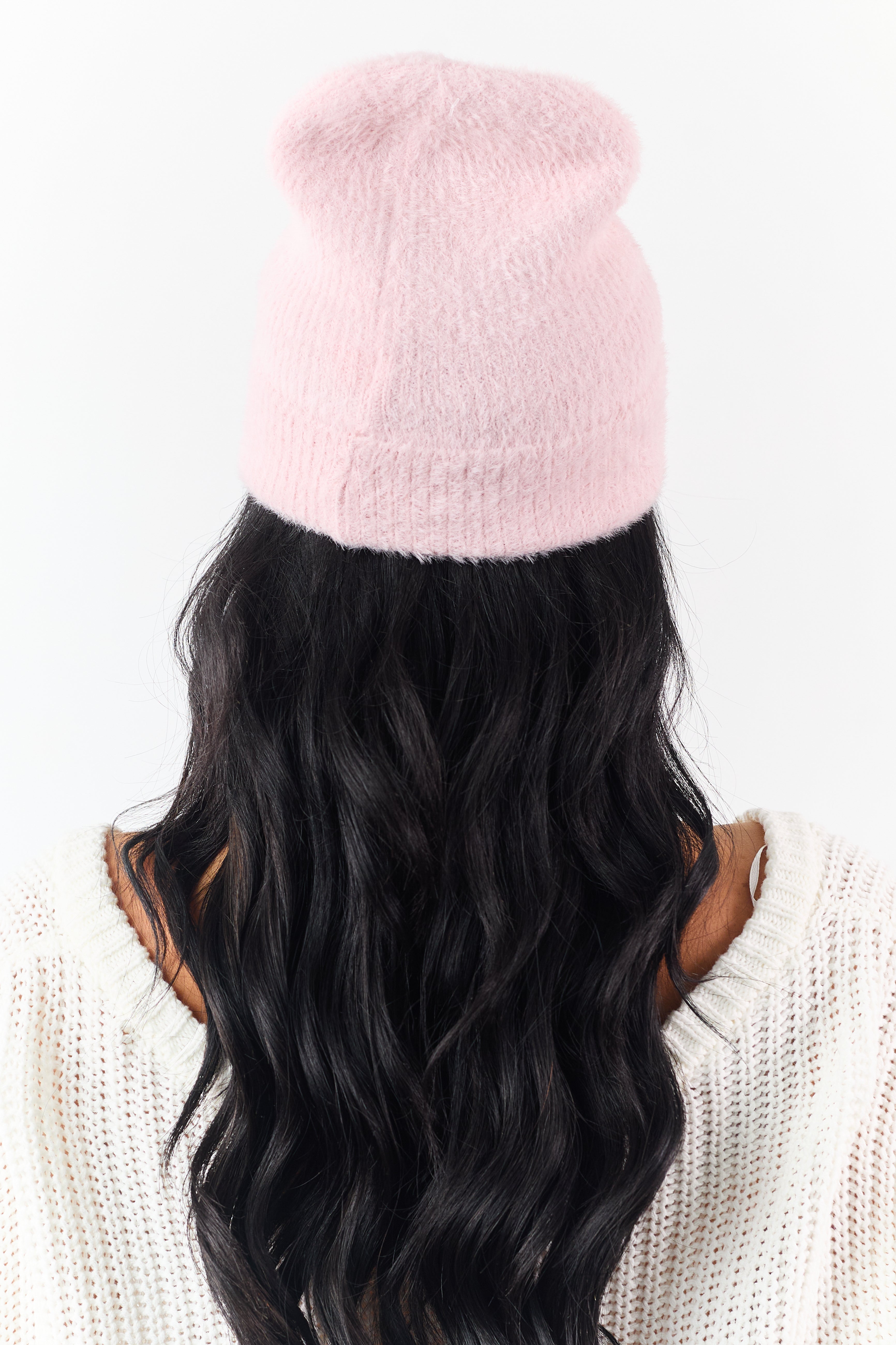 Blush Soft Fuzzy Knit Beanie