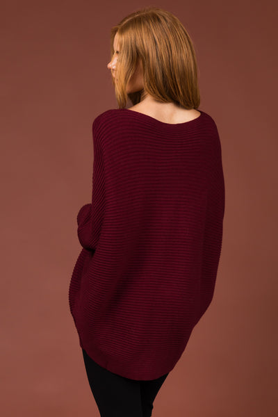 Boysenberry Boatneck Dolman Sleeves Sweater
