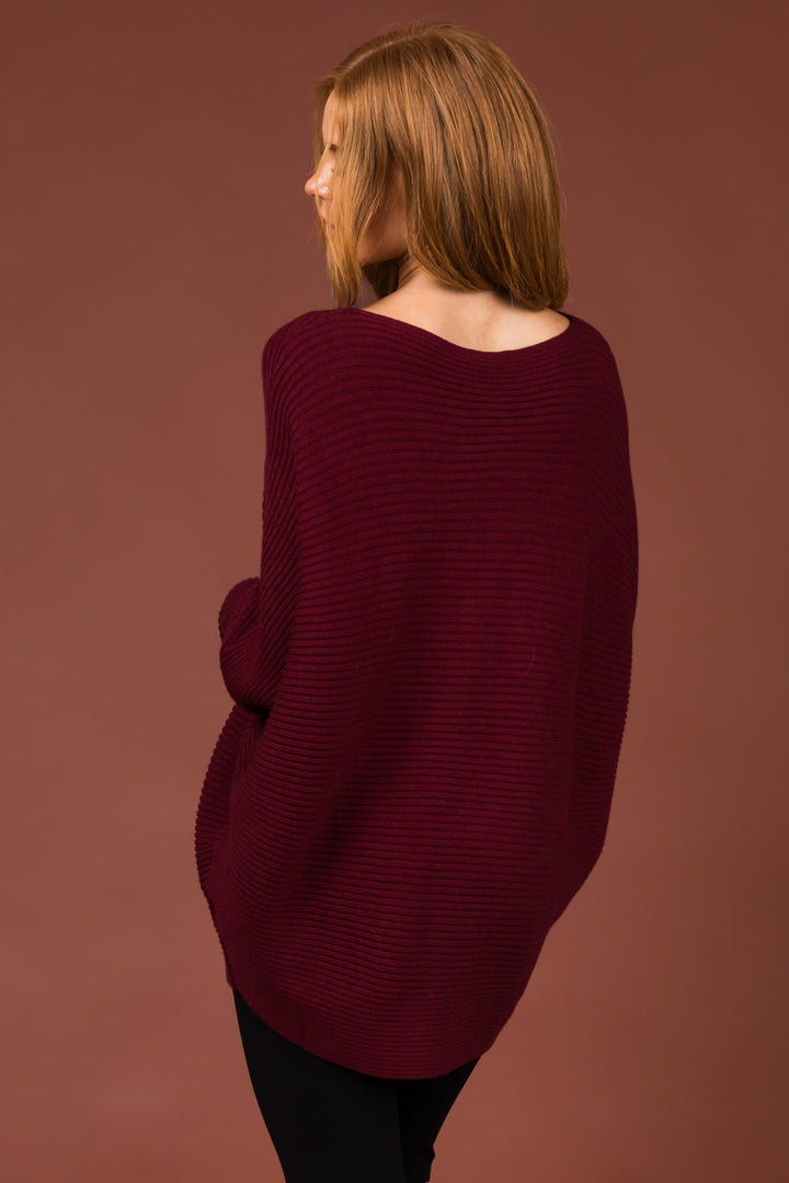 Boysenberry Boatneck Dolman Sleeves Sweater