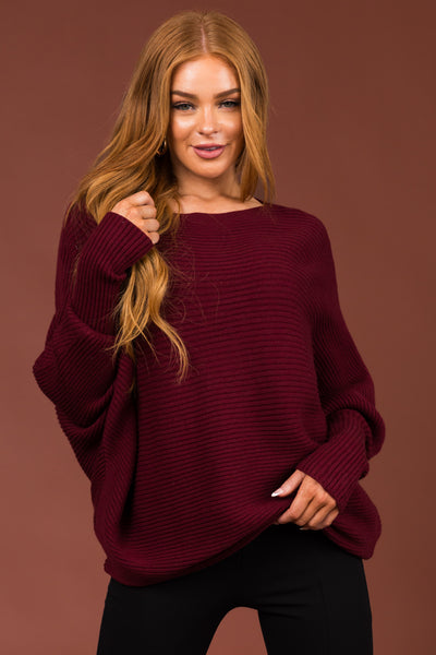 Boysenberry Boatneck Dolman Sleeves Sweater