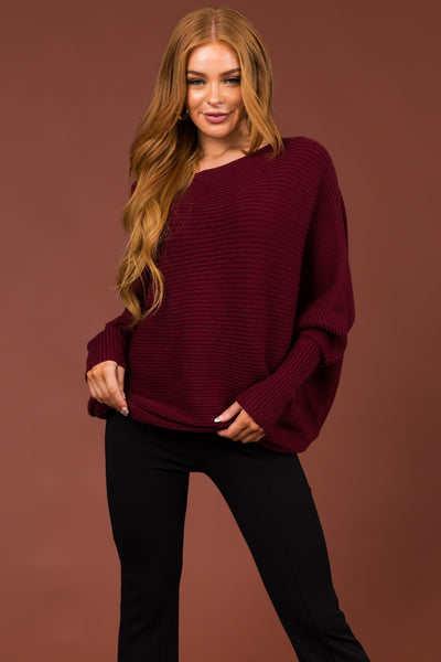 Boysenberry Boatneck Dolman Sleeves Sweater