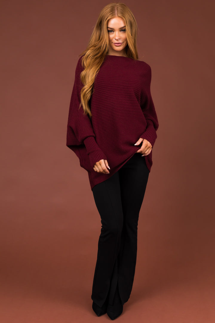 Boysenberry Boatneck Dolman Sleeves Sweater