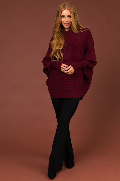 Boysenberry Boatneck Dolman Sleeves Sweater