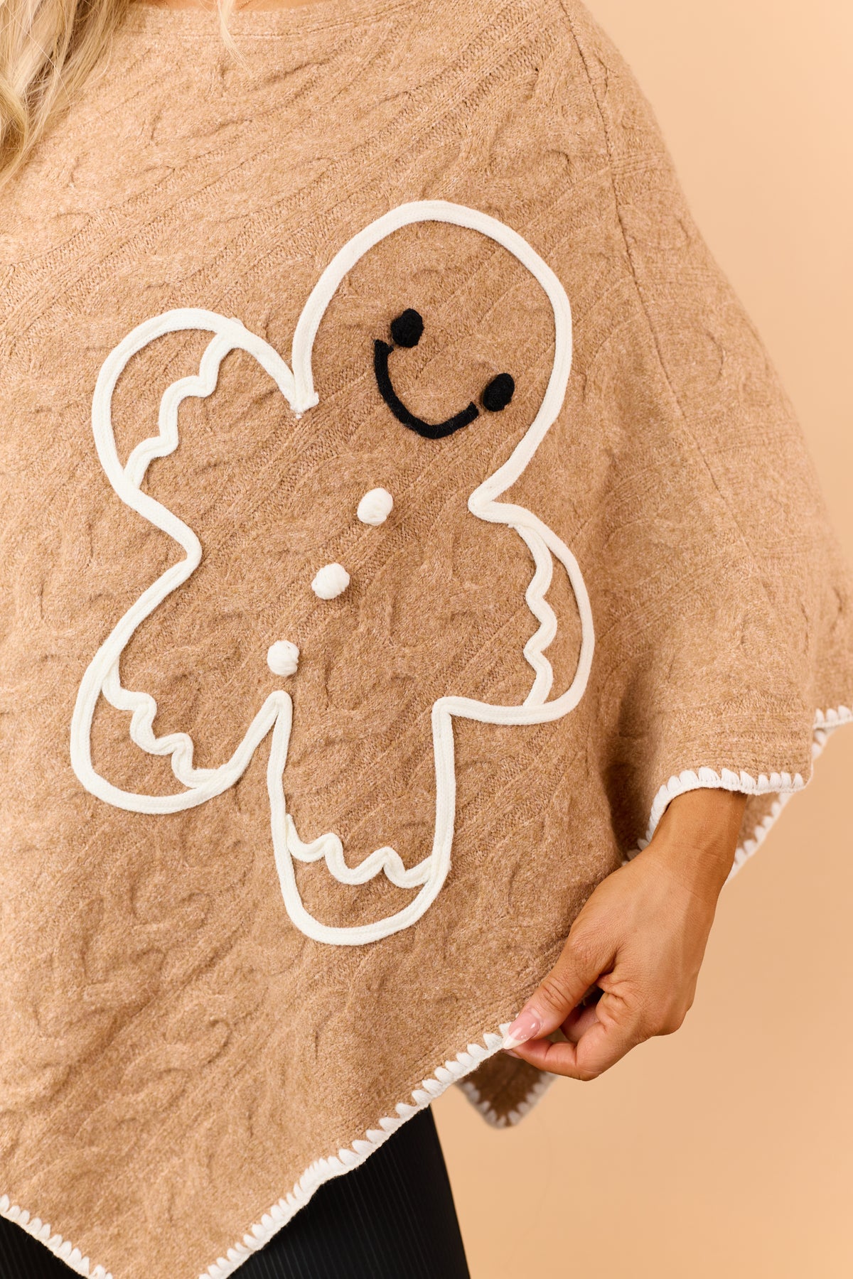 Brown Sugar Cable Knit Gingerbread Sweater Poncho
