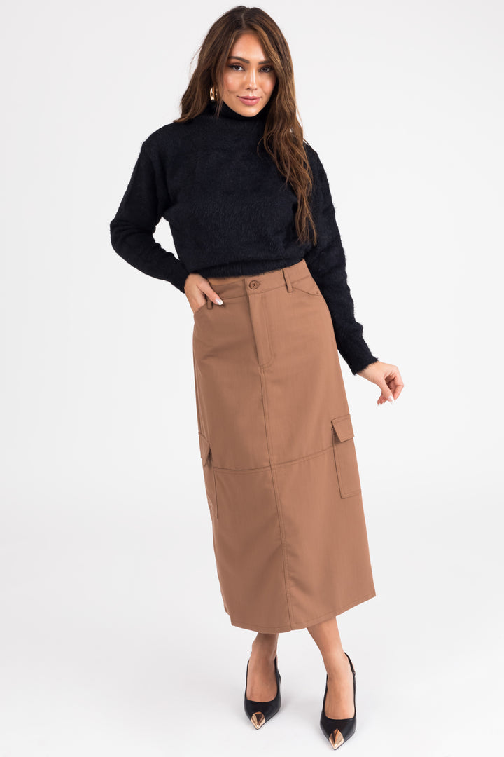 Brown Sugar Cargo Midi Skirt with Pockets
