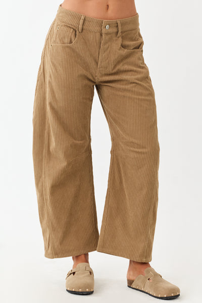 Brown Sugar Corduroy High Waisted Barrel Leg Pants