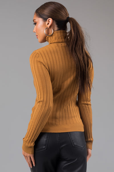 Brown Sugar Turtleneck Long Sleeve Knit Sweater